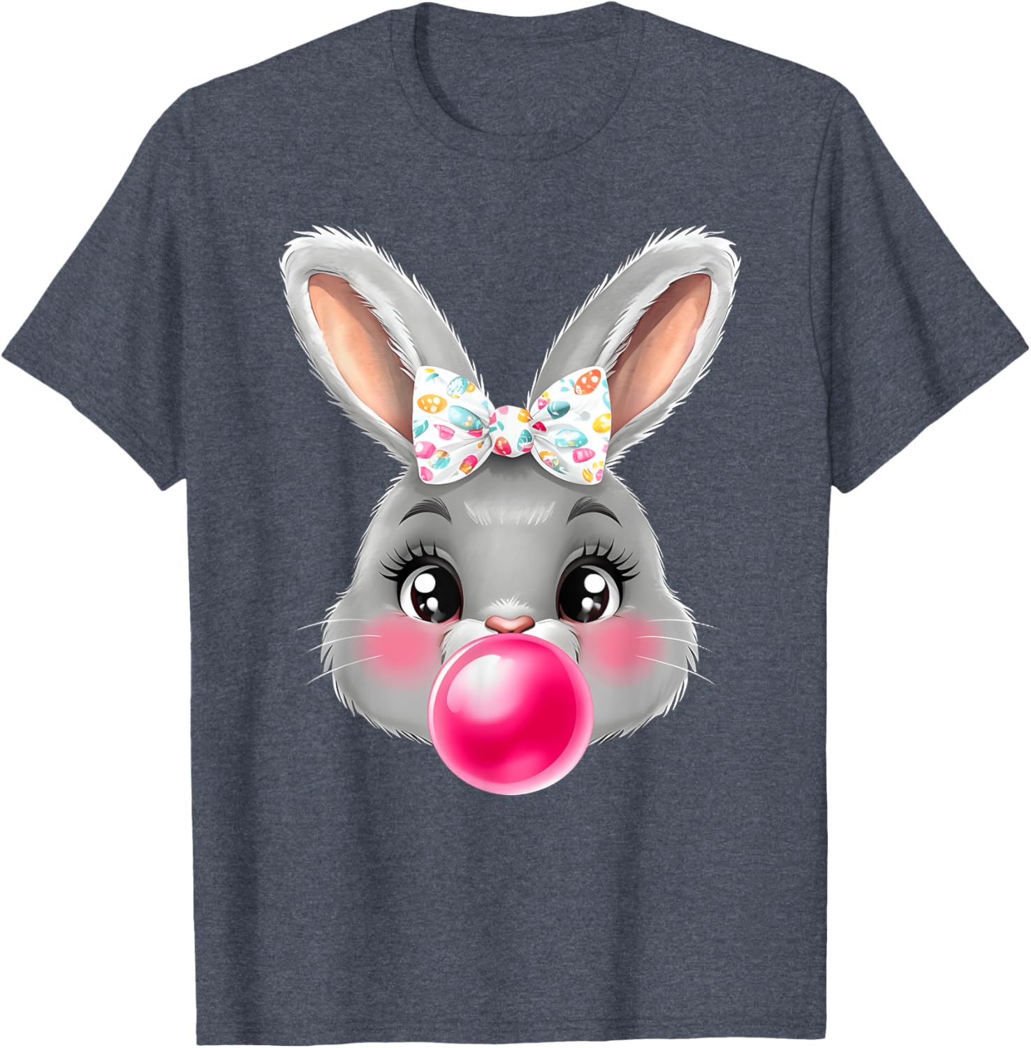 Cute Bunny Rabbit Face With Coquette Bow Glasses Bubblegum T-Shirt