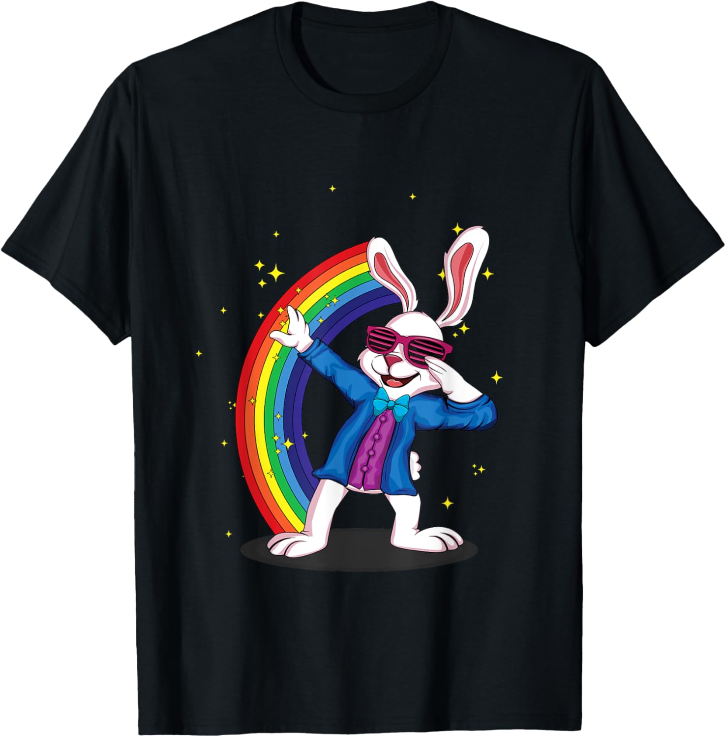 Cute Dab Dabbing Rainbow Bunny Rabbit Happy Easter Sunday T-Shirt