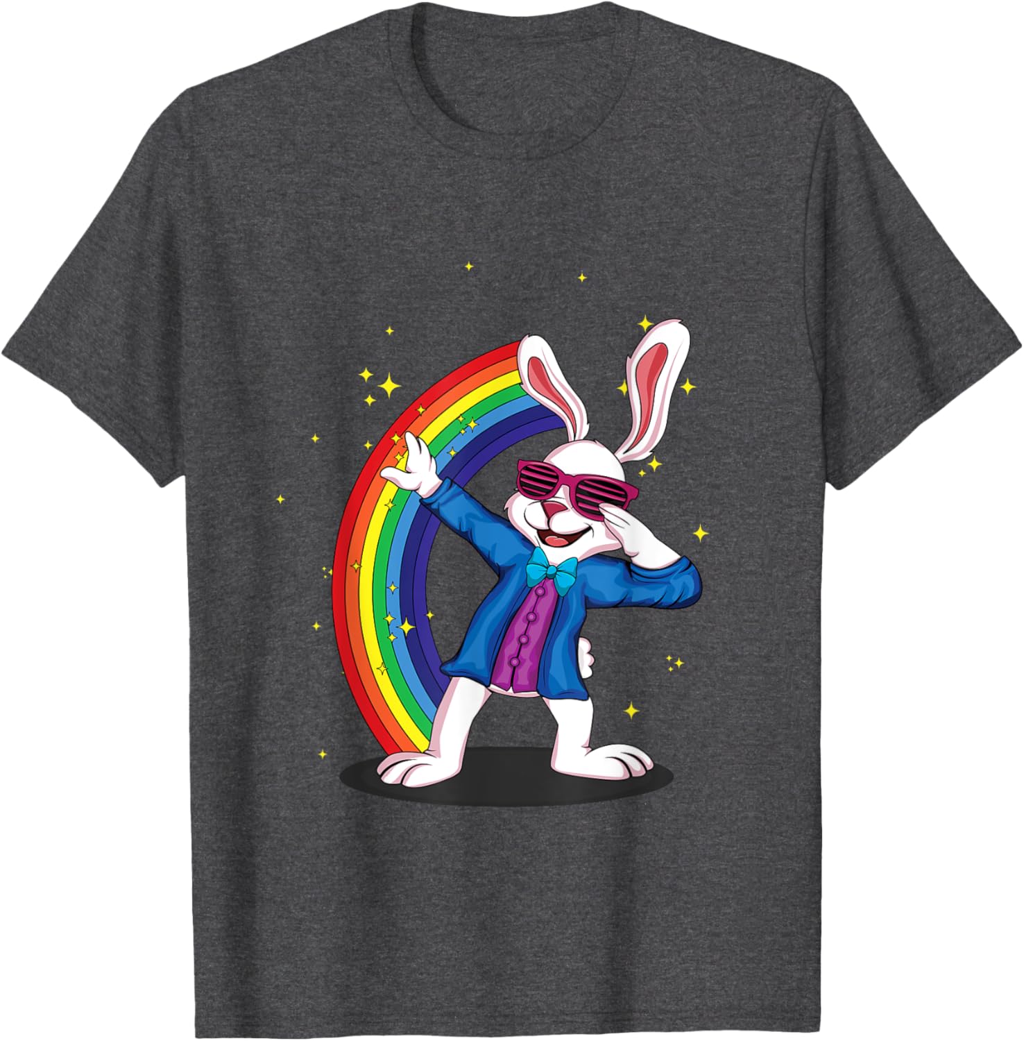 Cute Dab Dabbing Rainbow Bunny Rabbit Happy Easter Sunday T-Shirt