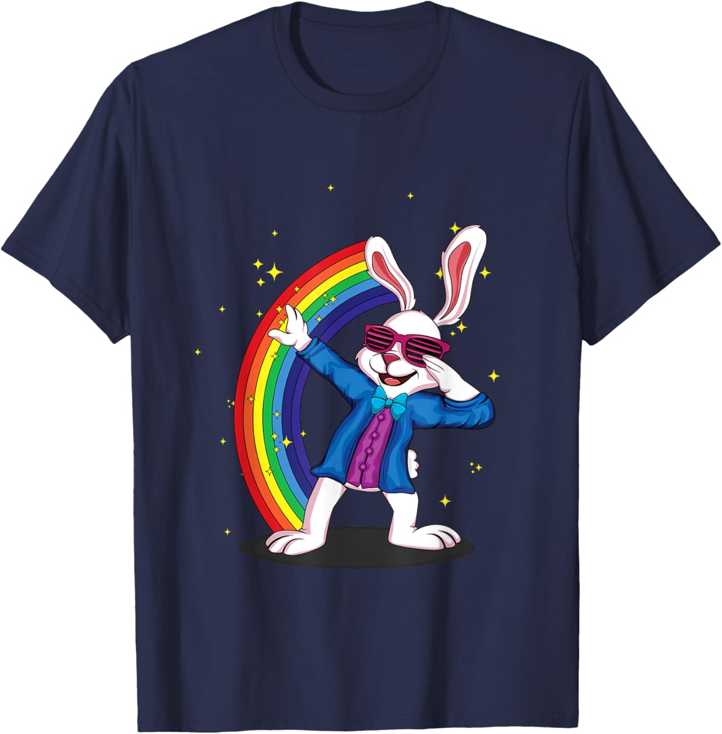 Cute Dab Dabbing Rainbow Bunny Rabbit Happy Easter Sunday T-Shirt