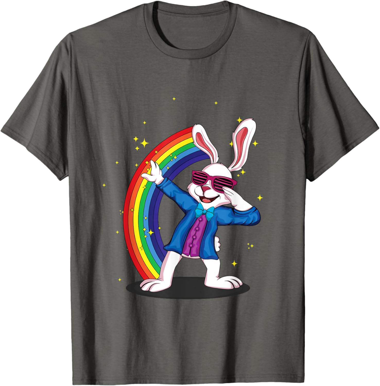 Cute Dab Dabbing Rainbow Bunny Rabbit Happy Easter Sunday T-Shirt