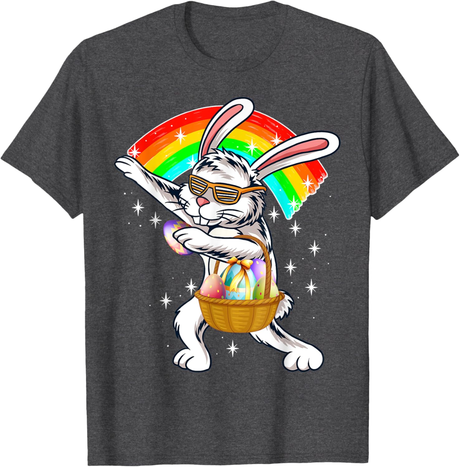 Cute Dabbing Rabbit Bunny Wear Sunglasses Happy Easter Day T-Shirt