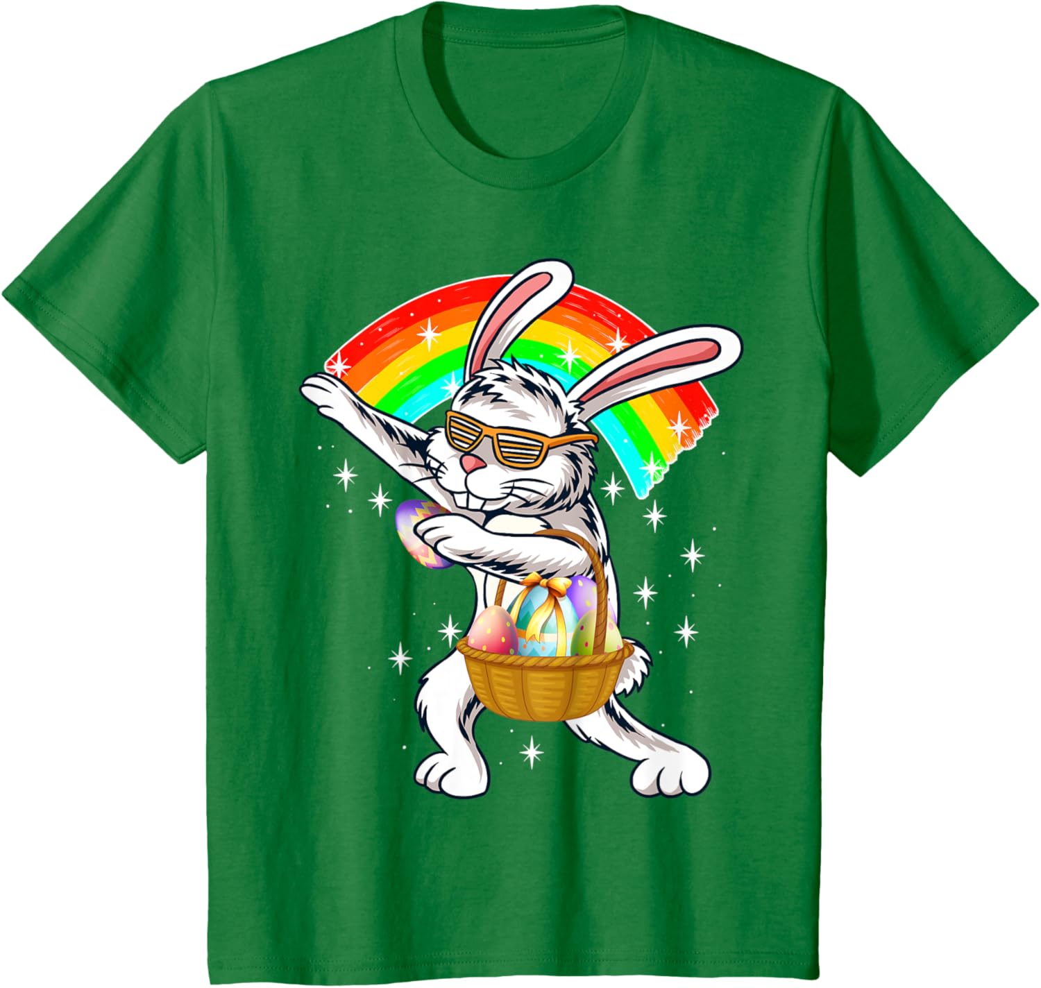 Cute Dabbing Rabbit Bunny Wear Sunglasses Happy Easter Day T-Shirt