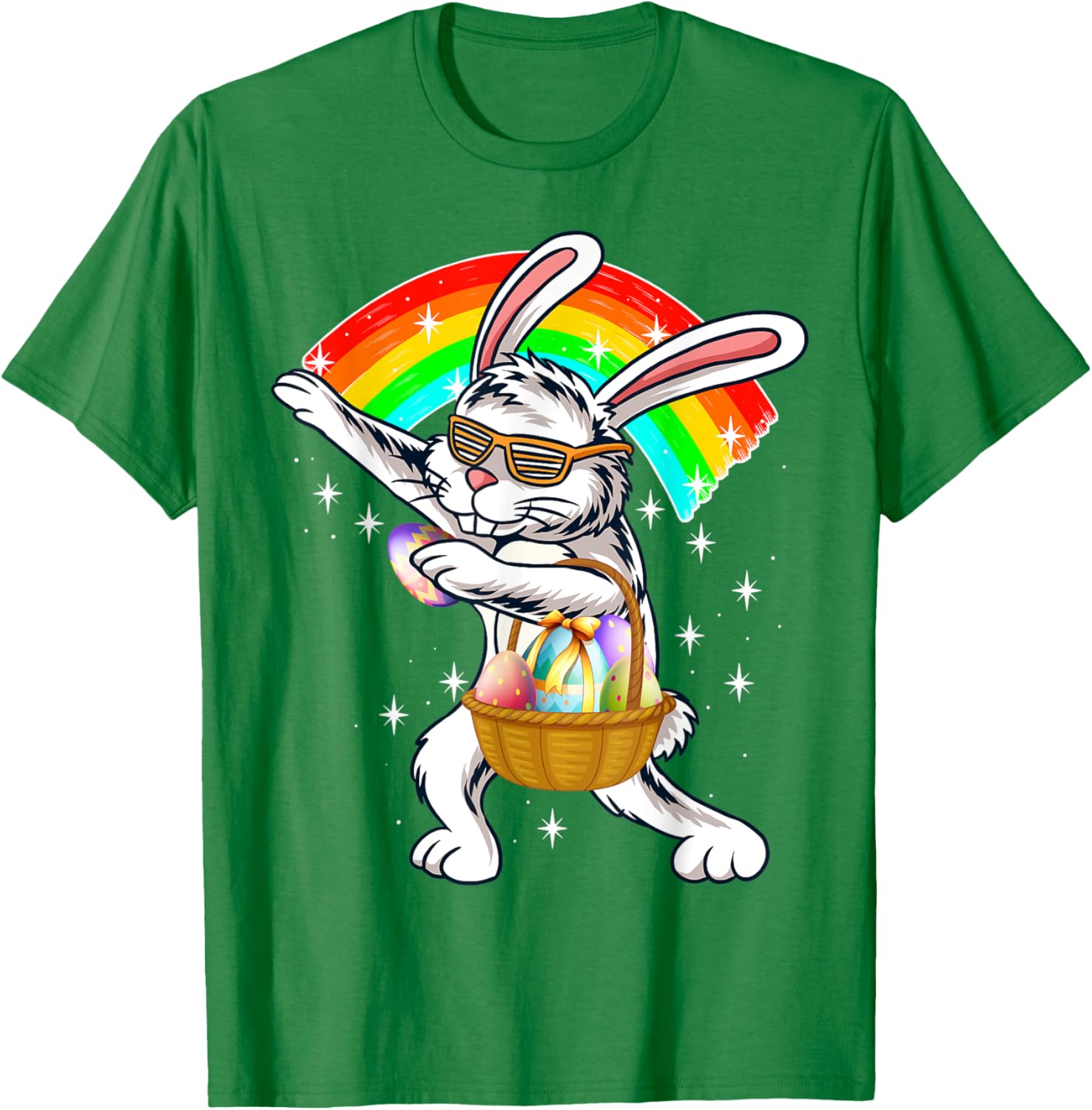 Cute Dabbing Rabbit Bunny Wear Sunglasses Happy Easter Day T-Shirt