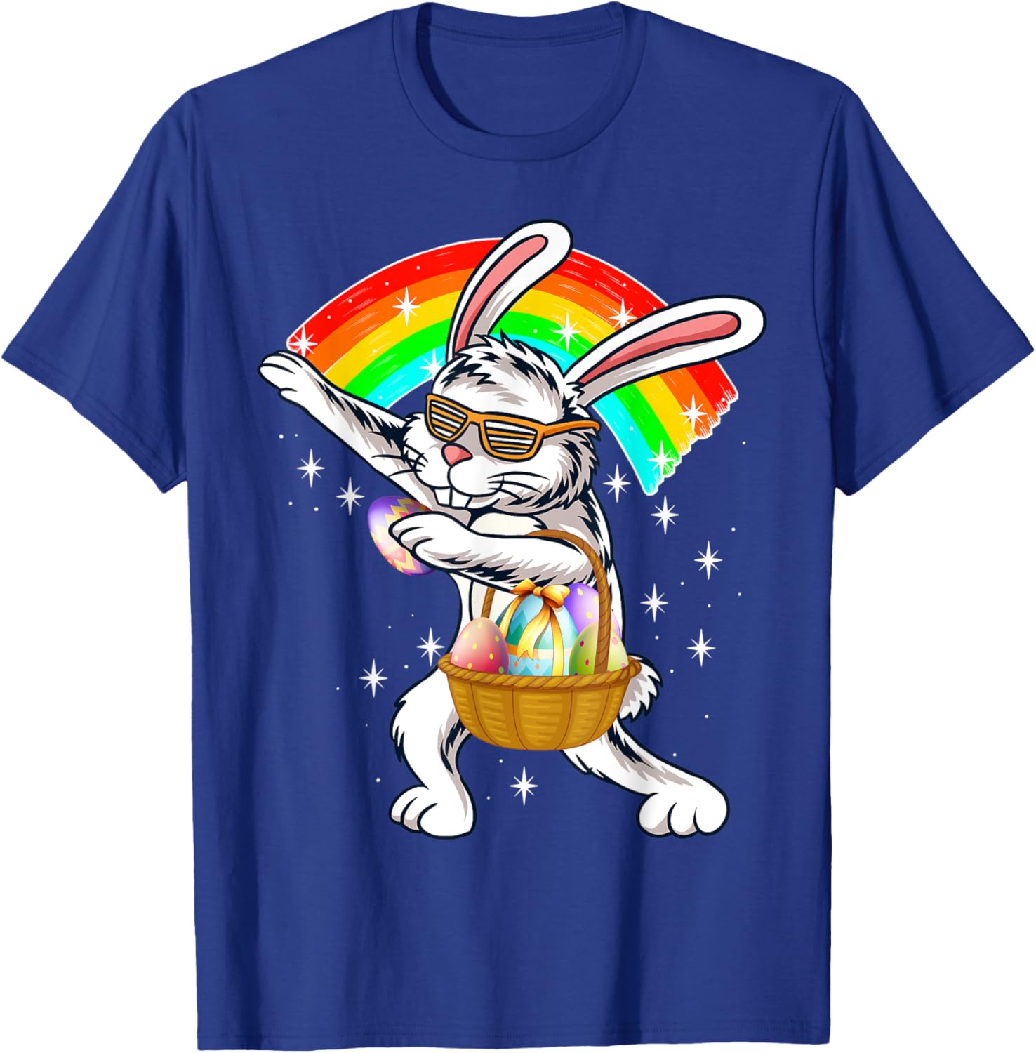 Cute Dabbing Rabbit Bunny Wear Sunglasses Happy Easter Day T-Shirt