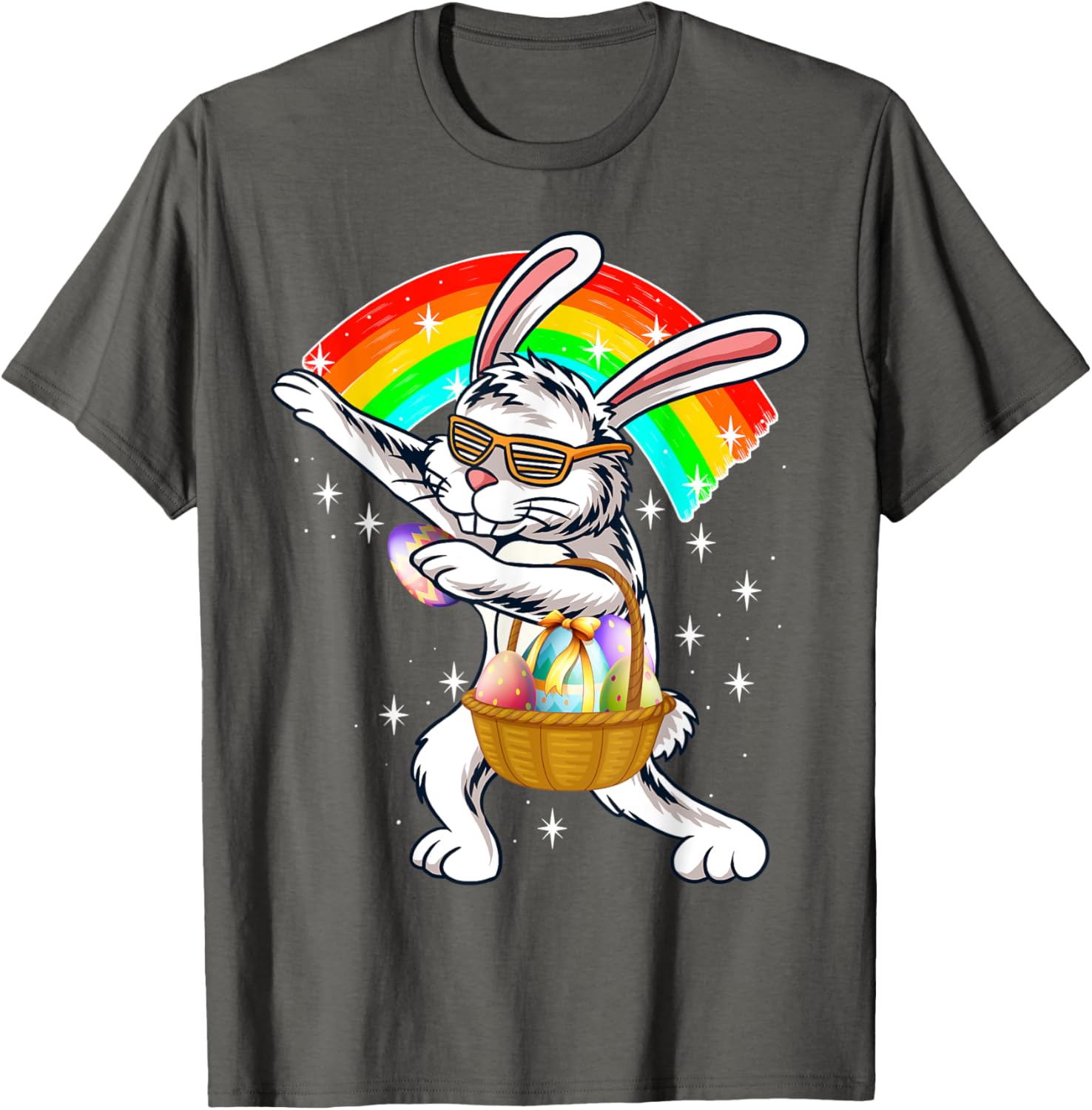 Cute Dabbing Rabbit Bunny Wear Sunglasses Happy Easter Day T-Shirt