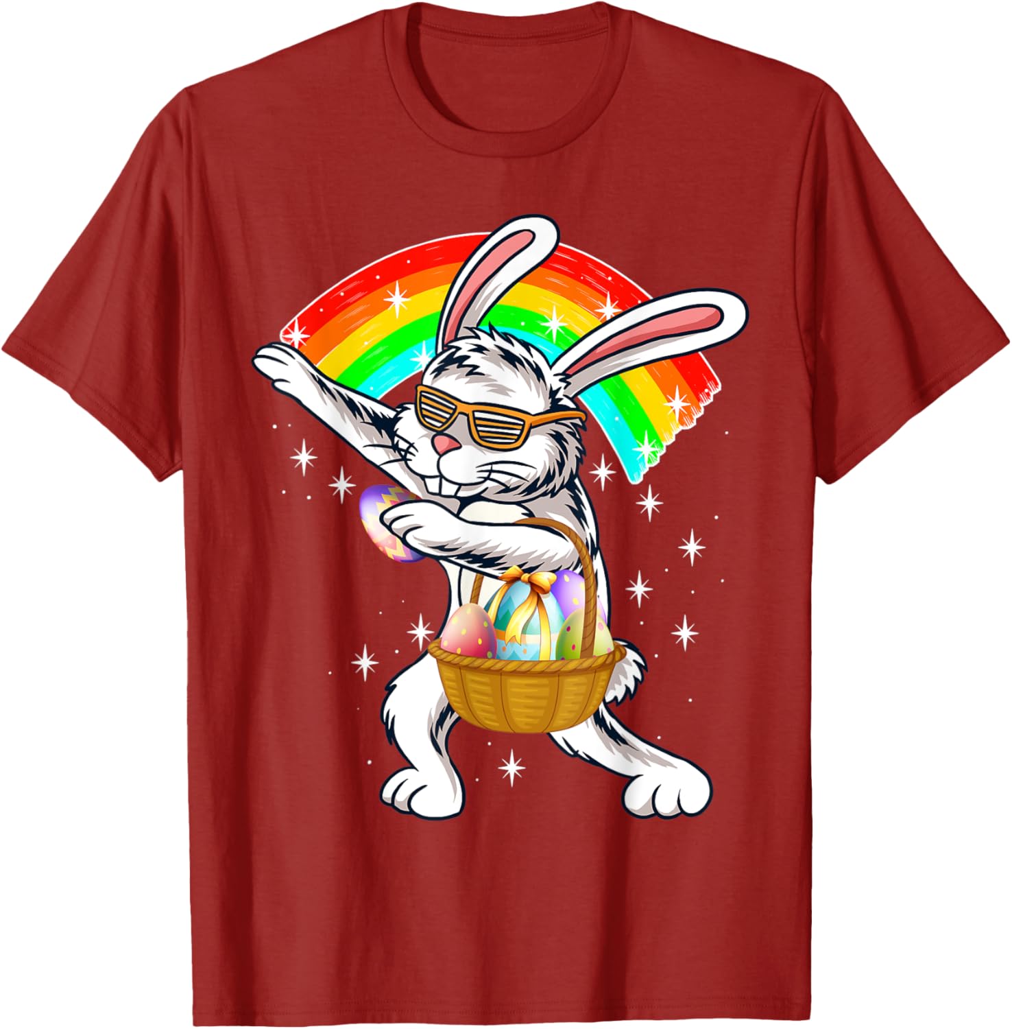 Cute Dabbing Rabbit Bunny Wear Sunglasses Happy Easter Day T-Shirt