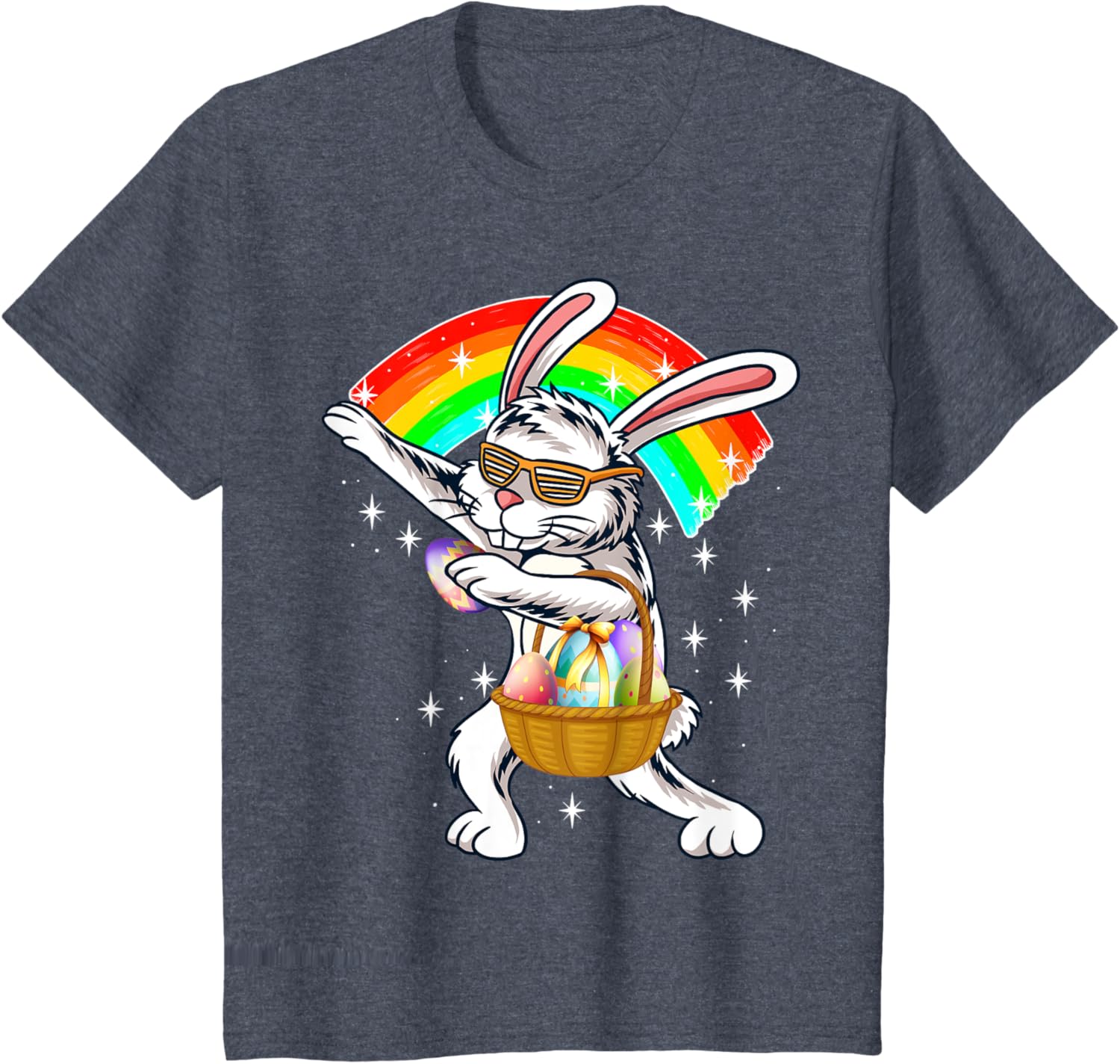 Cute Dabbing Rabbit Bunny Wear Sunglasses Happy Easter Day T-Shirt