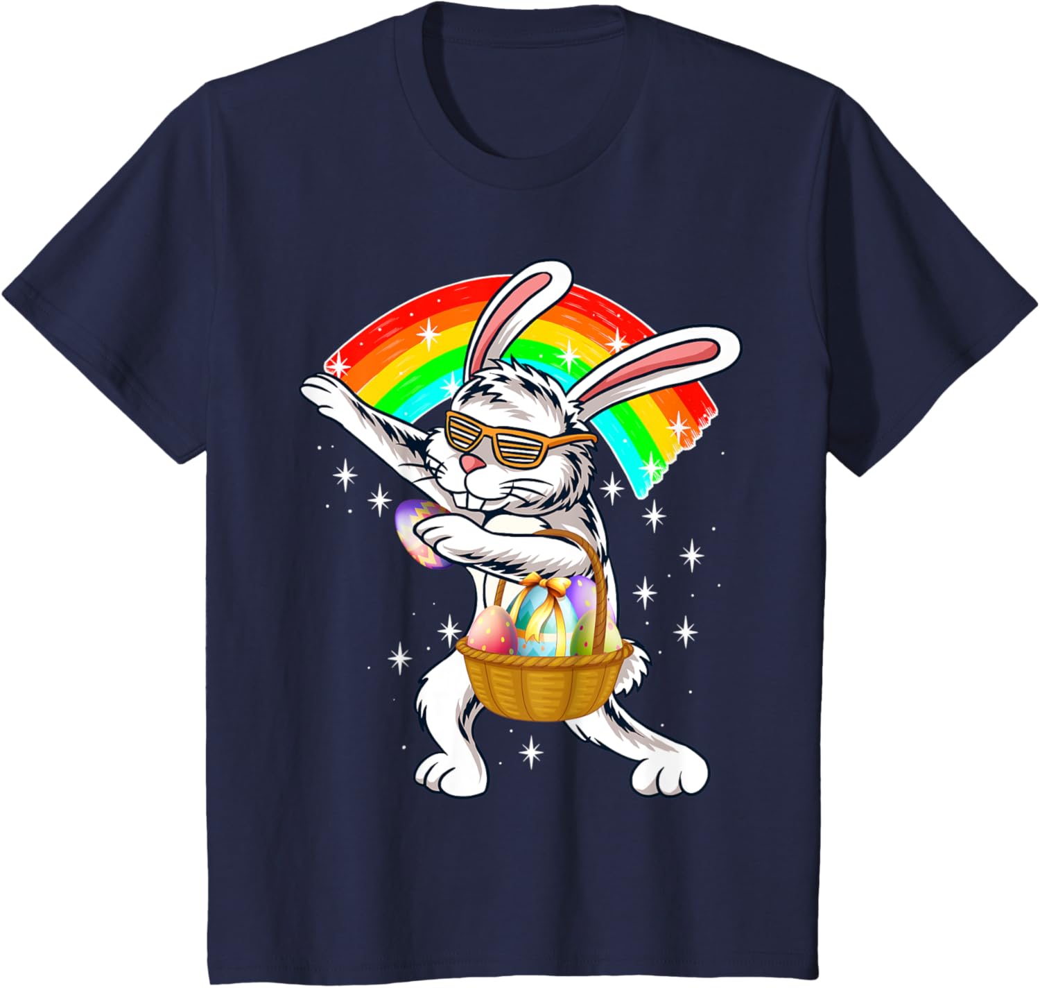 Cute Dabbing Rabbit Bunny Wear Sunglasses Happy Easter Day T-Shirt