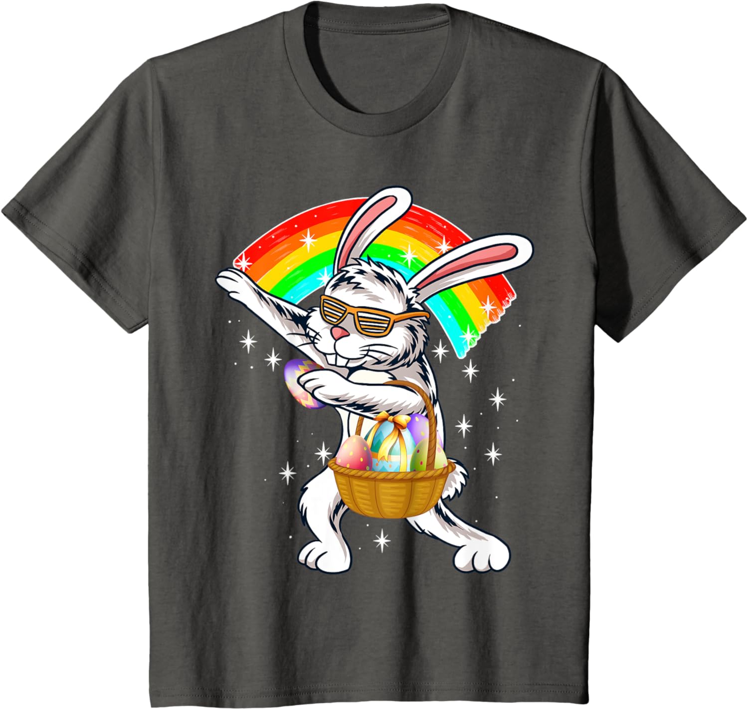 Cute Dabbing Rabbit Bunny Wear Sunglasses Happy Easter Day T-Shirt