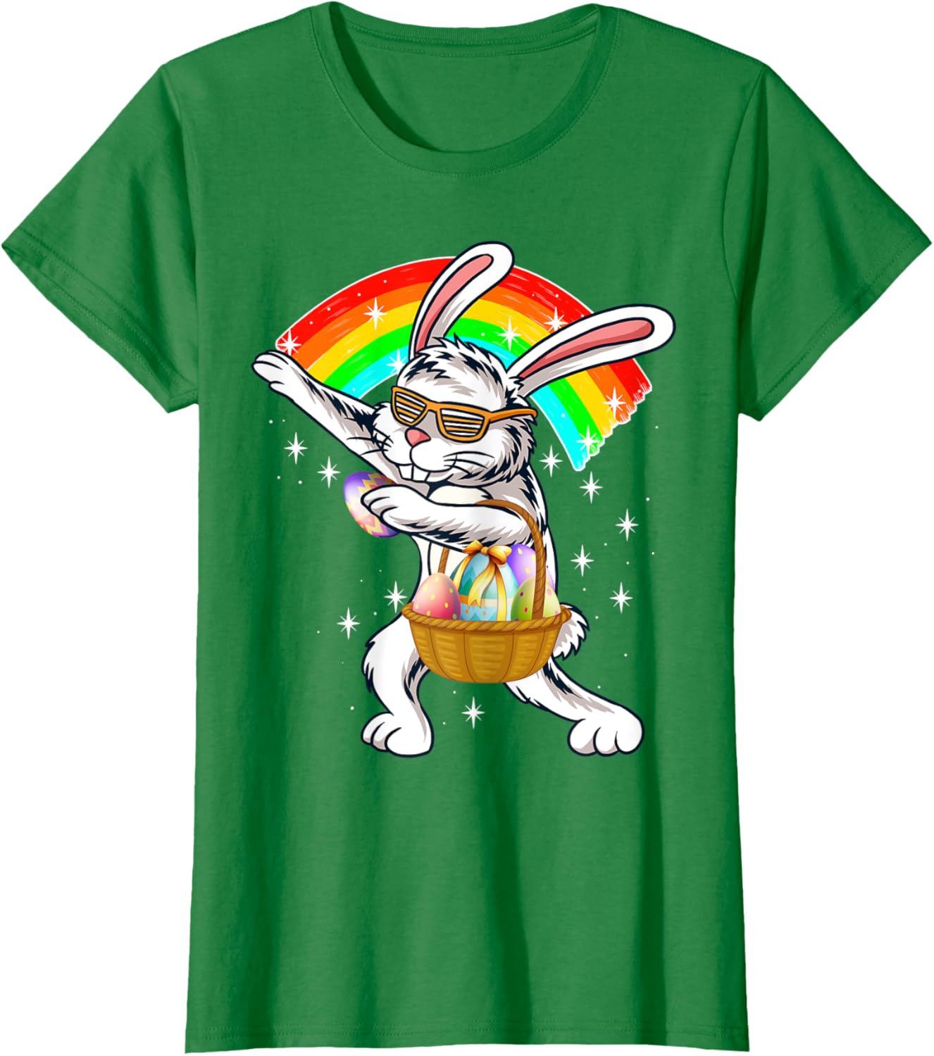 Cute Dabbing Rabbit Bunny Wear Sunglasses Happy Easter Day T-Shirt