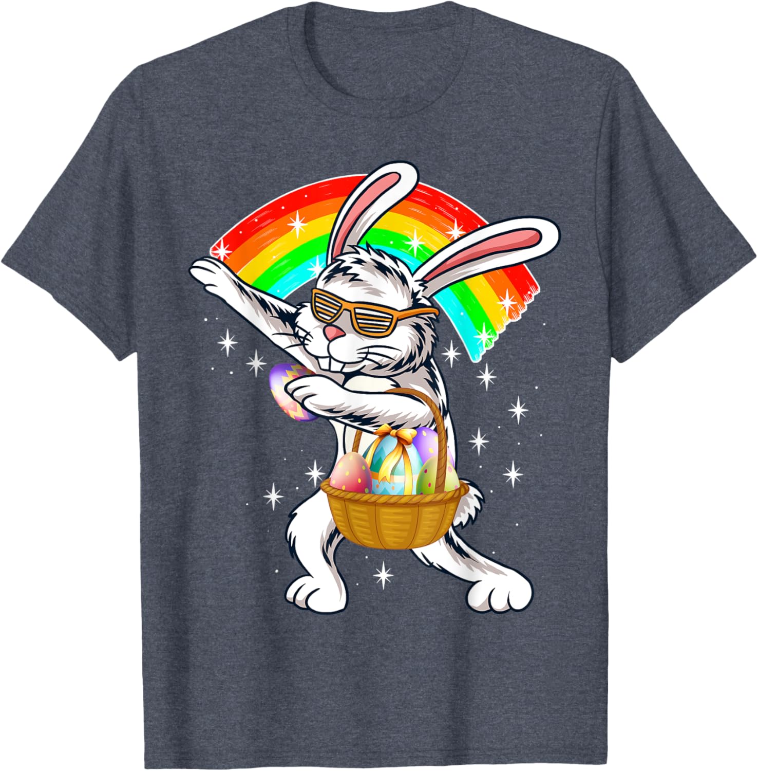 Cute Dabbing Rabbit Bunny Wear Sunglasses Happy Easter Day T-Shirt