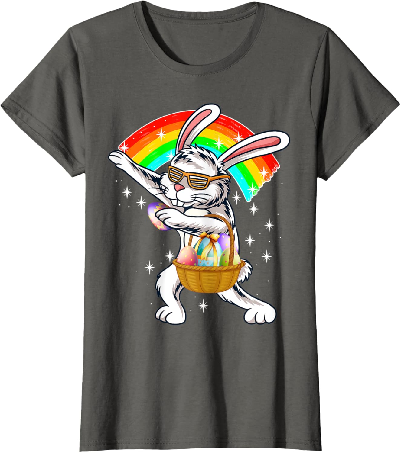 Cute Dabbing Rabbit Bunny Wear Sunglasses Happy Easter Day T-Shirt