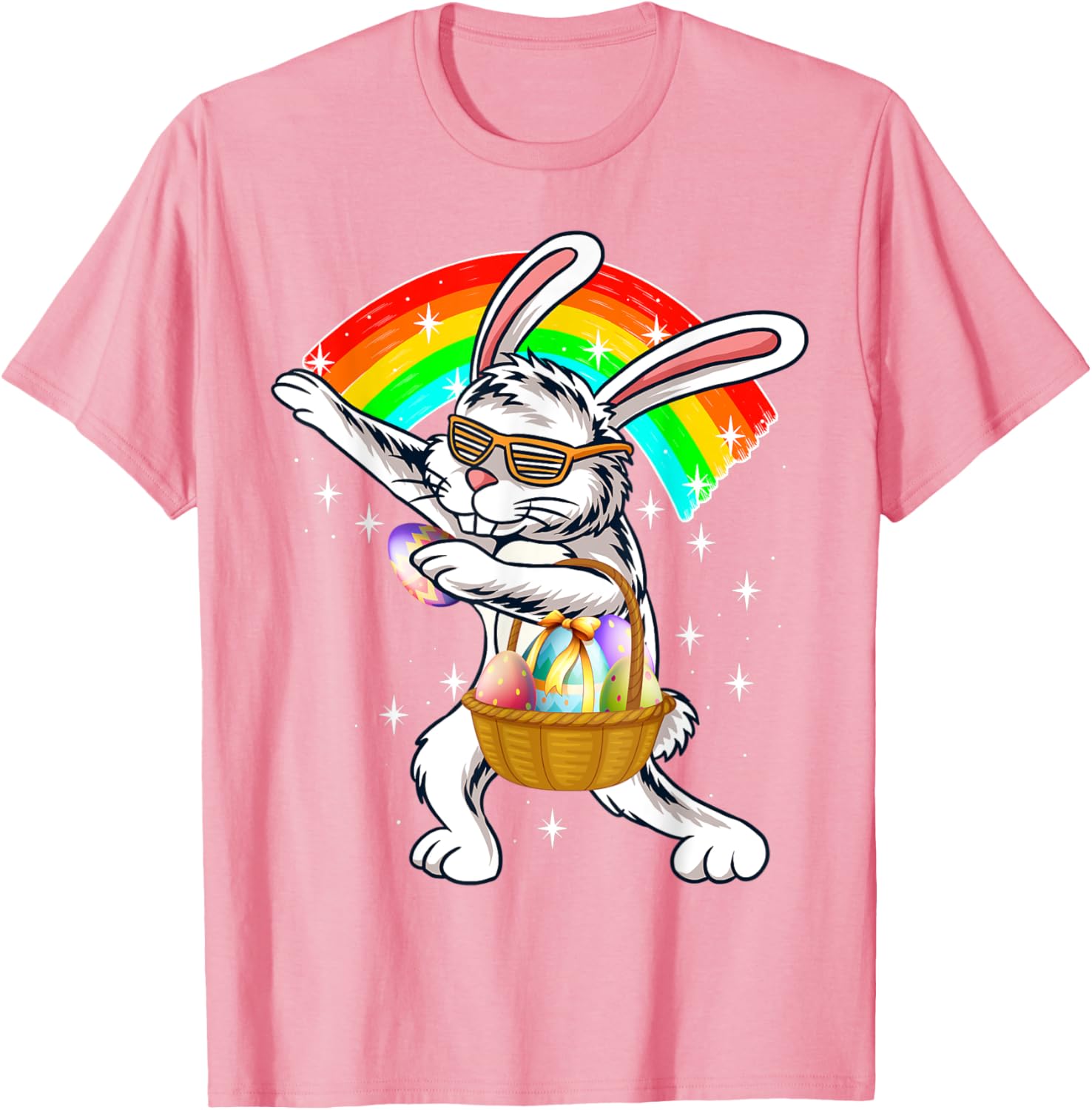 Cute Dabbing Rabbit Bunny Wear Sunglasses Happy Easter Day T-Shirt