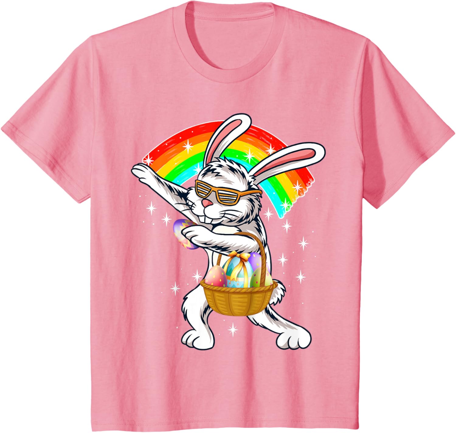 Cute Dabbing Rabbit Bunny Wear Sunglasses Happy Easter Day T-Shirt