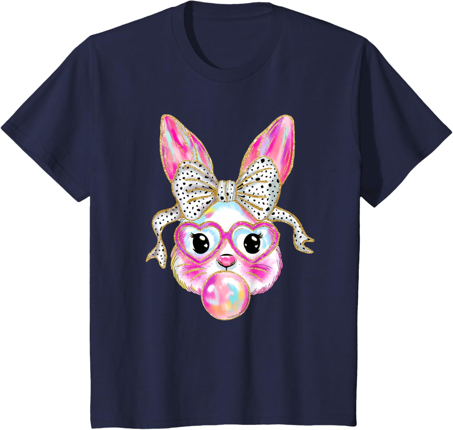 Cute Easter Bunny Bubble Gum Coquette Bow Brushstroke Girly T-Shirt