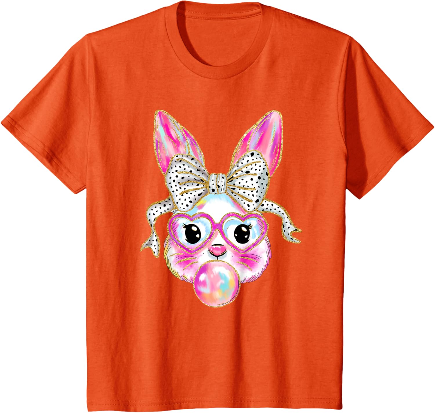 Cute Easter Bunny Bubble Gum Coquette Bow Brushstroke Girly T-Shirt