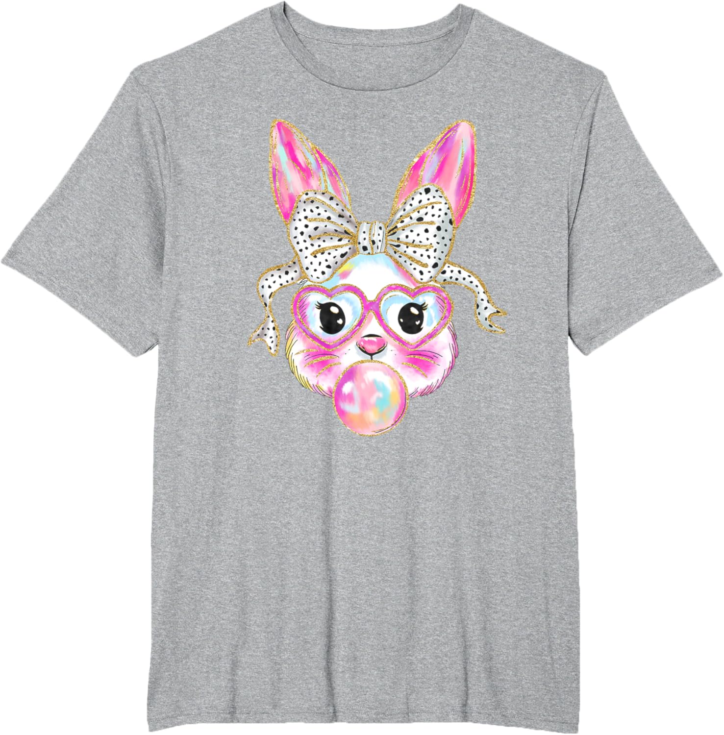 Cute Easter Bunny Bubble Gum Coquette Bow Brushstroke Girly T-Shirt