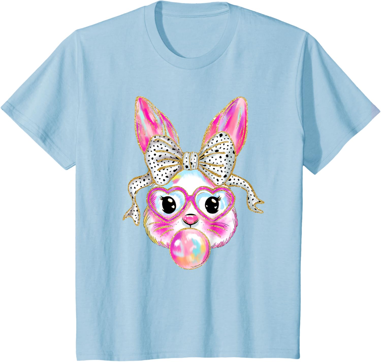 Cute Easter Bunny Bubble Gum Coquette Bow Brushstroke Girly T-Shirt