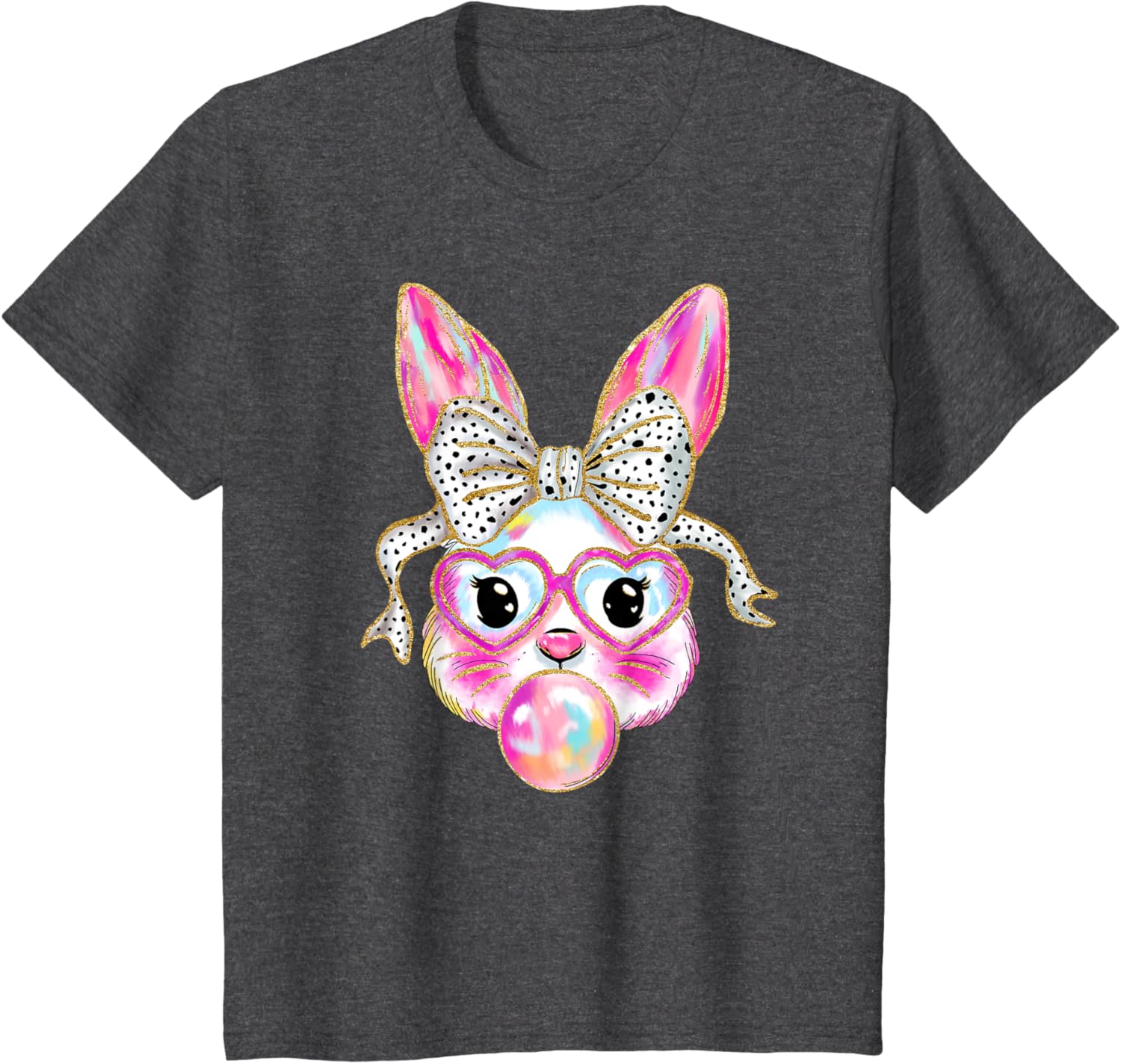 Cute Easter Bunny Bubble Gum Coquette Bow Brushstroke Girly T-Shirt