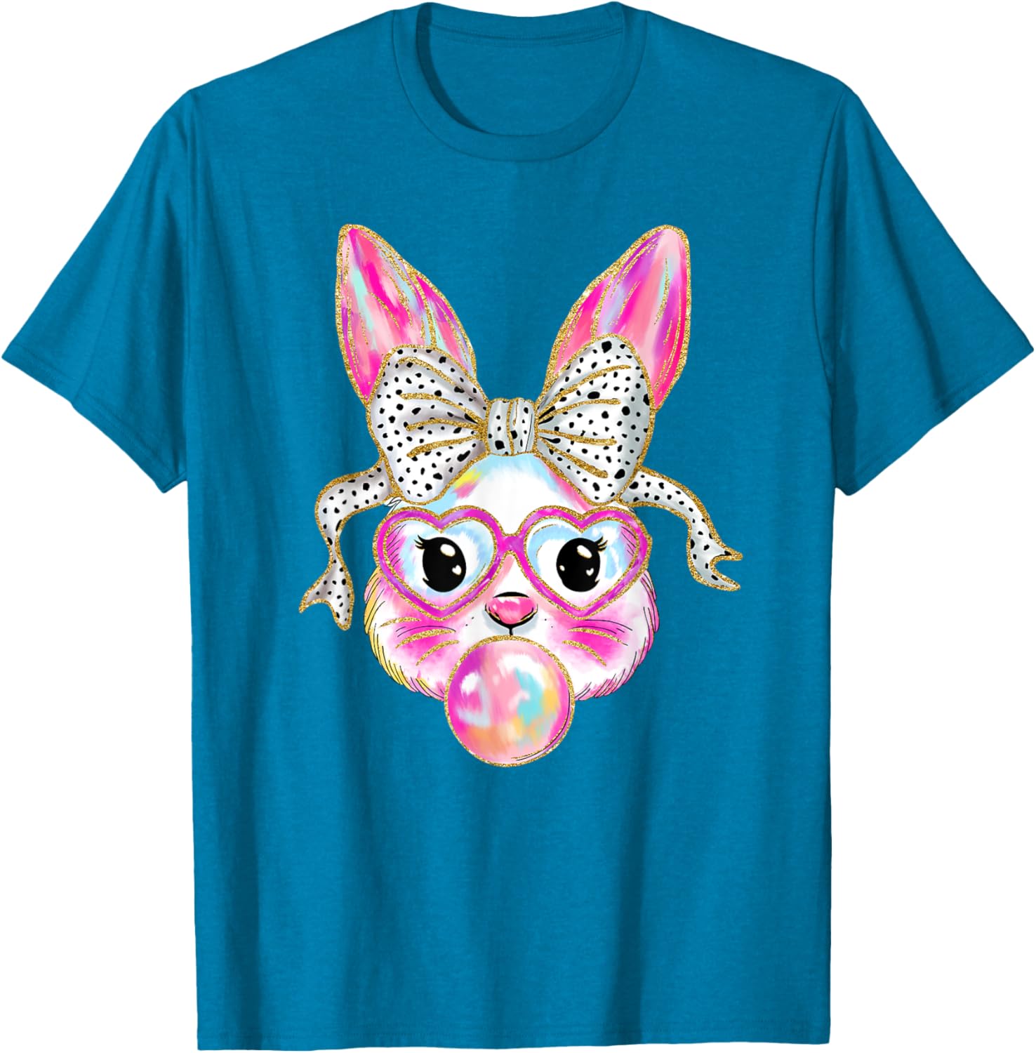 Cute Easter Bunny Bubble Gum Coquette Bow Brushstroke Girly T-Shirt