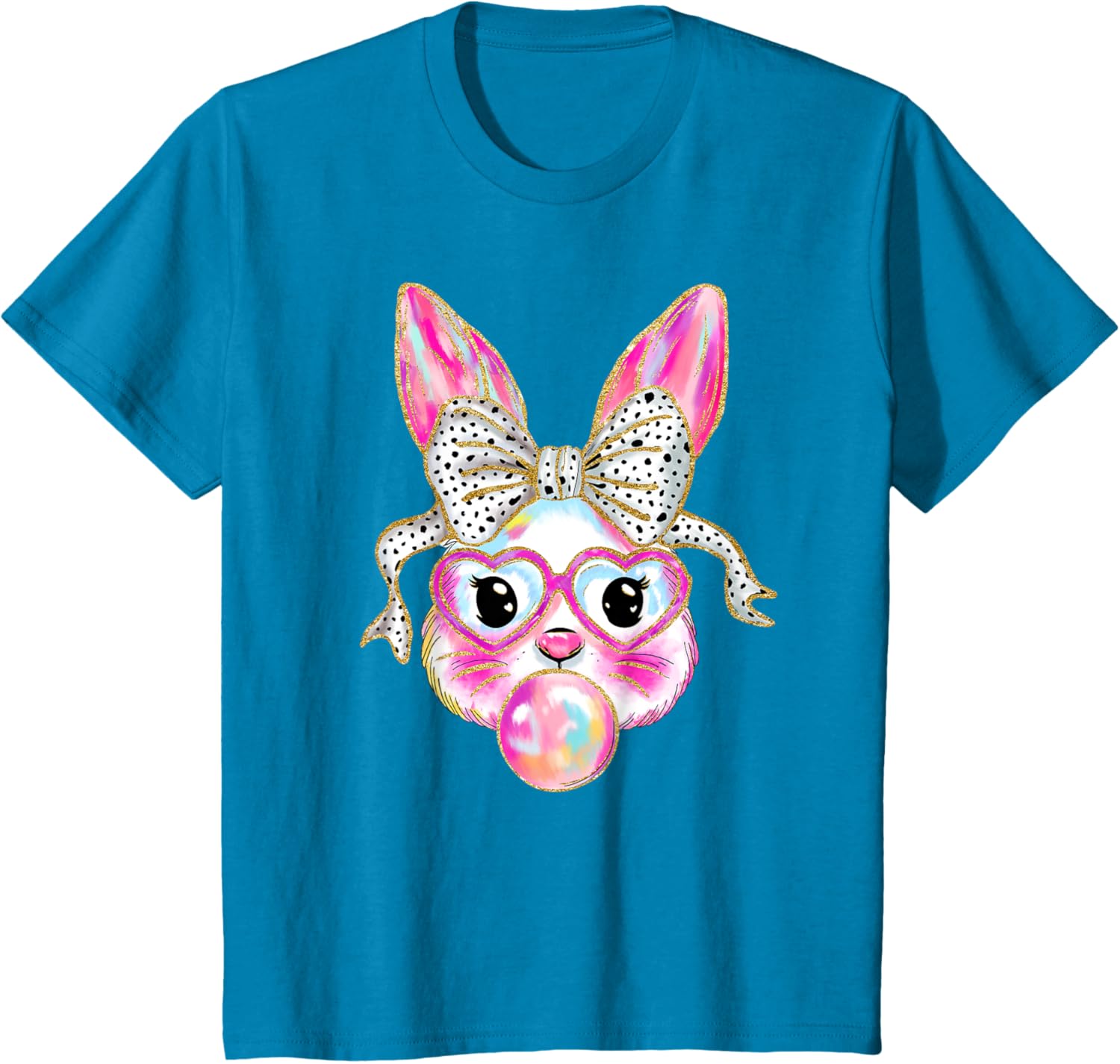 Cute Easter Bunny Bubble Gum Coquette Bow Brushstroke Girly T-Shirt