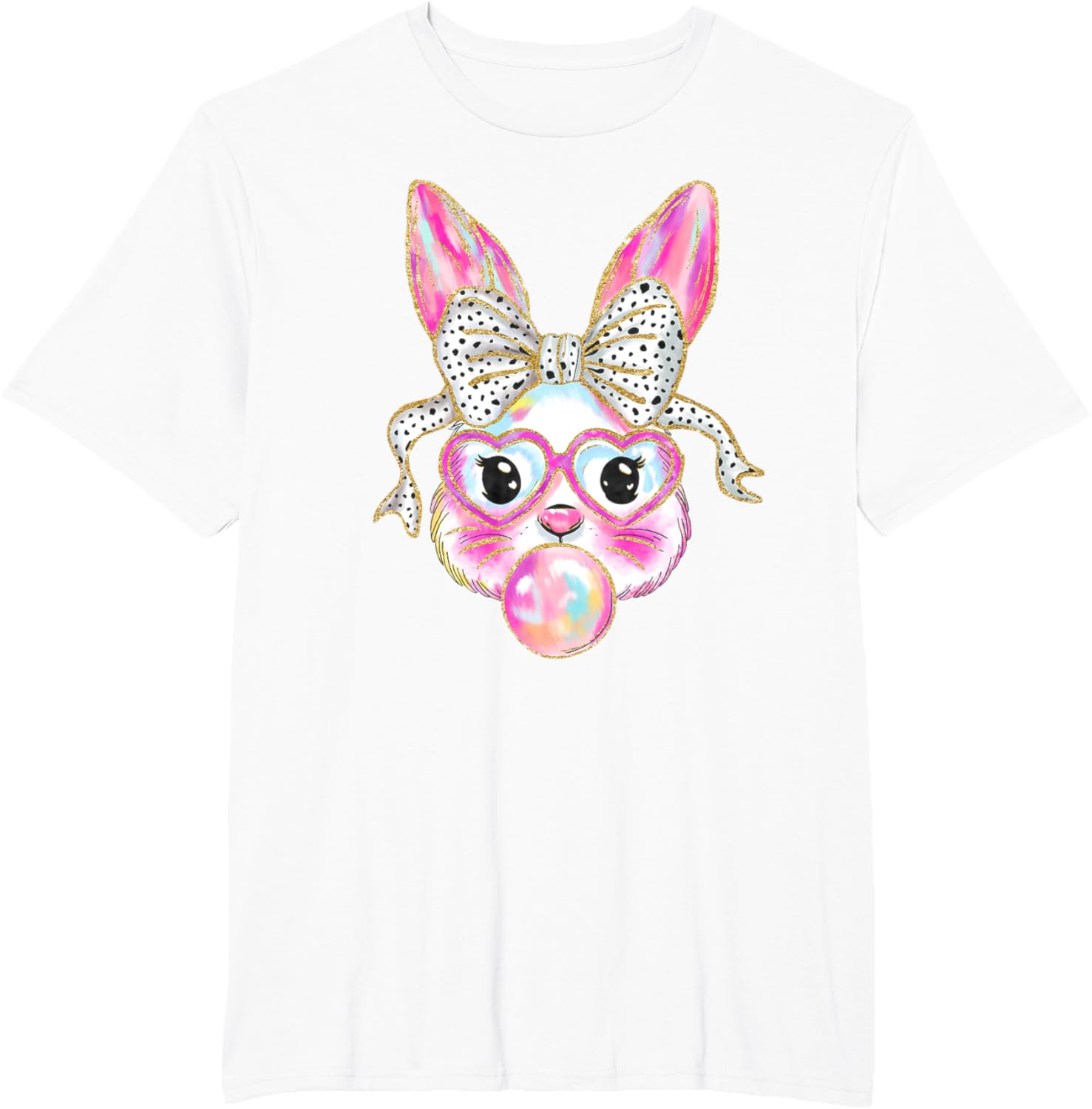 Cute Easter Bunny Bubble Gum Coquette Bow Brushstroke Girly T-Shirt