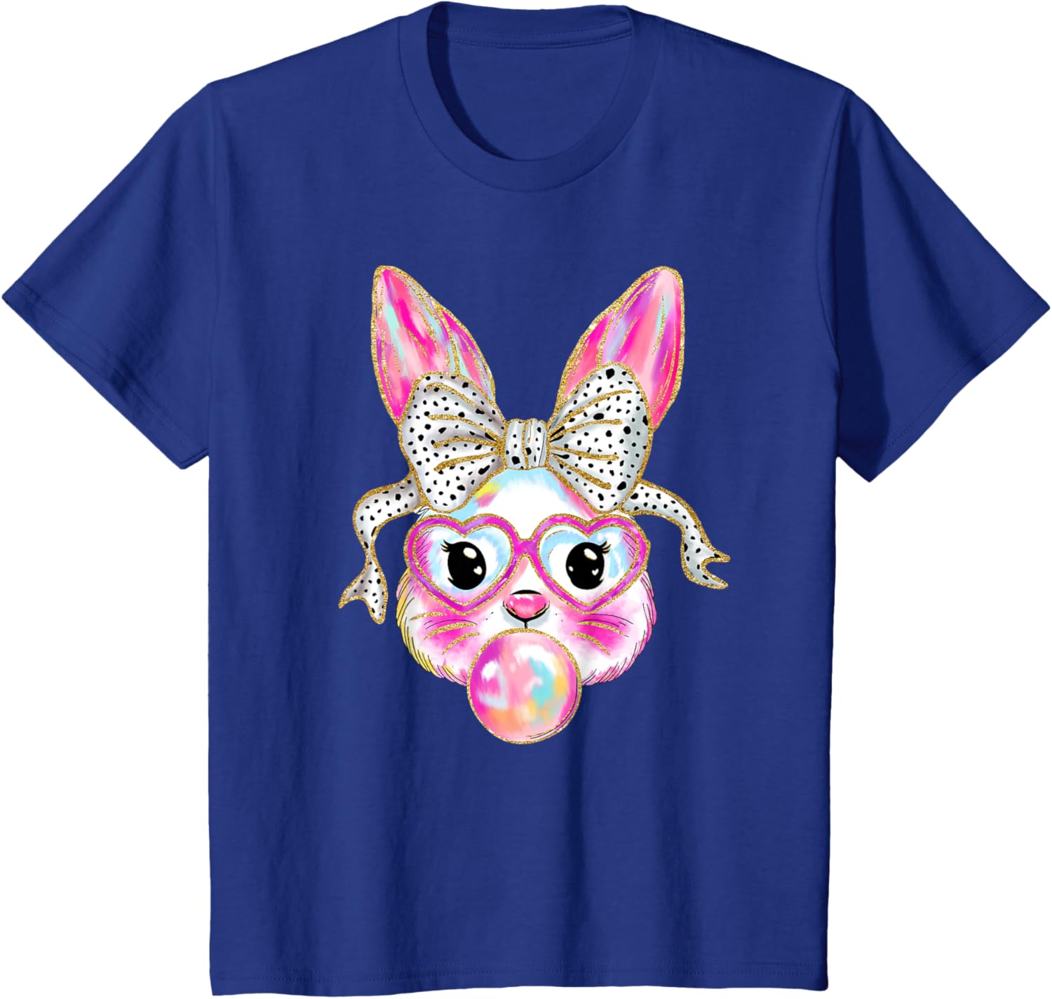 Cute Easter Bunny Bubble Gum Coquette Bow Brushstroke Girly T-Shirt