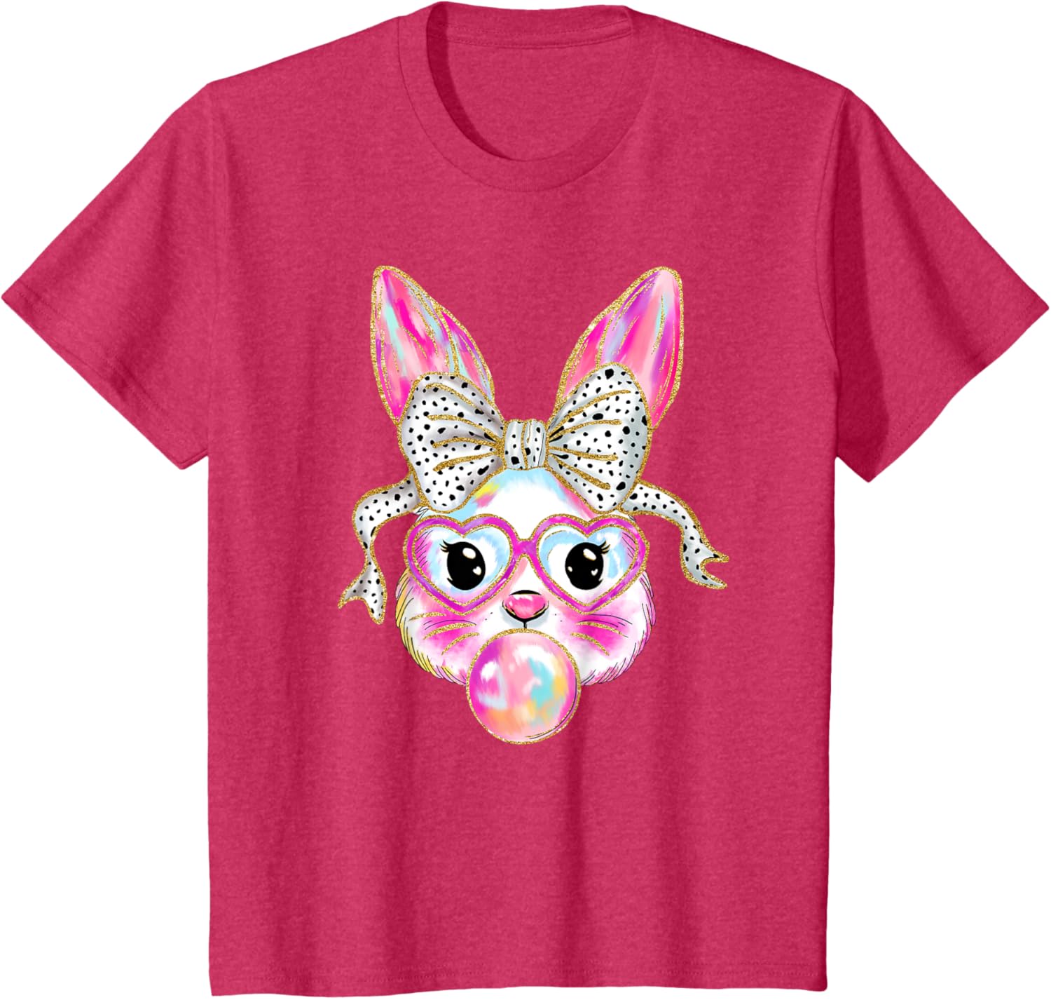 Cute Easter Bunny Bubble Gum Coquette Bow Brushstroke Girly T-Shirt