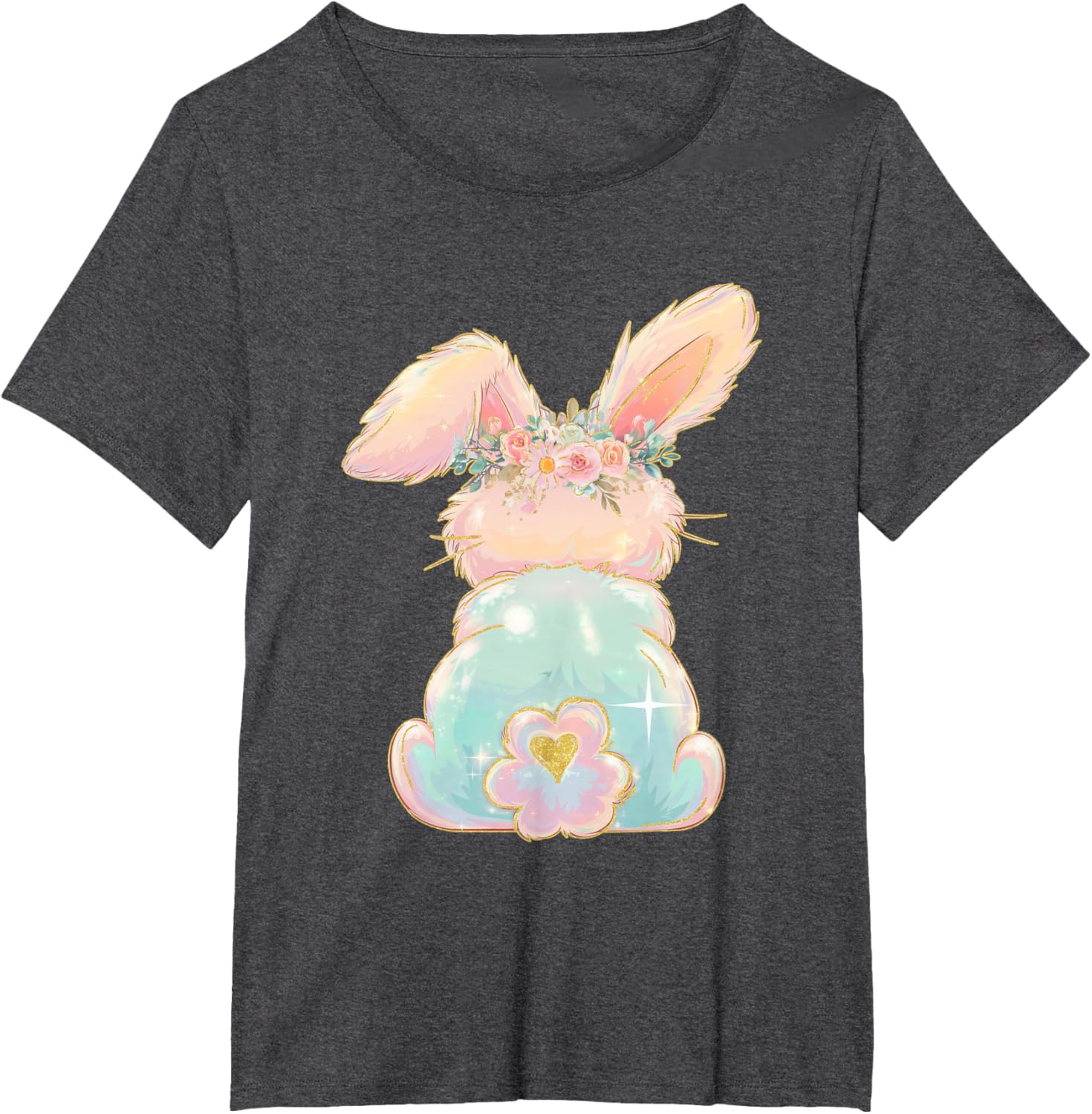 Cute Easter Bunny Coquette Bow Brushstroke Easter Girl Kids T-Shirt