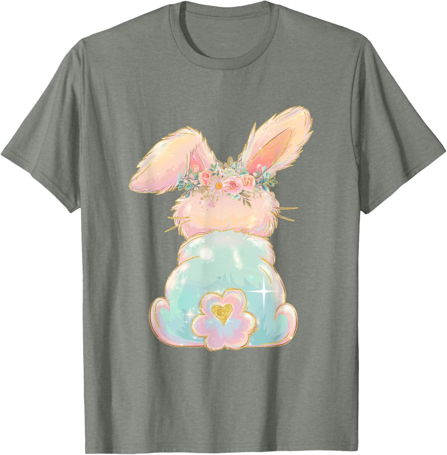 Cute Easter Bunny Coquette Bow Brushstroke Easter Girl Kids T-Shirt