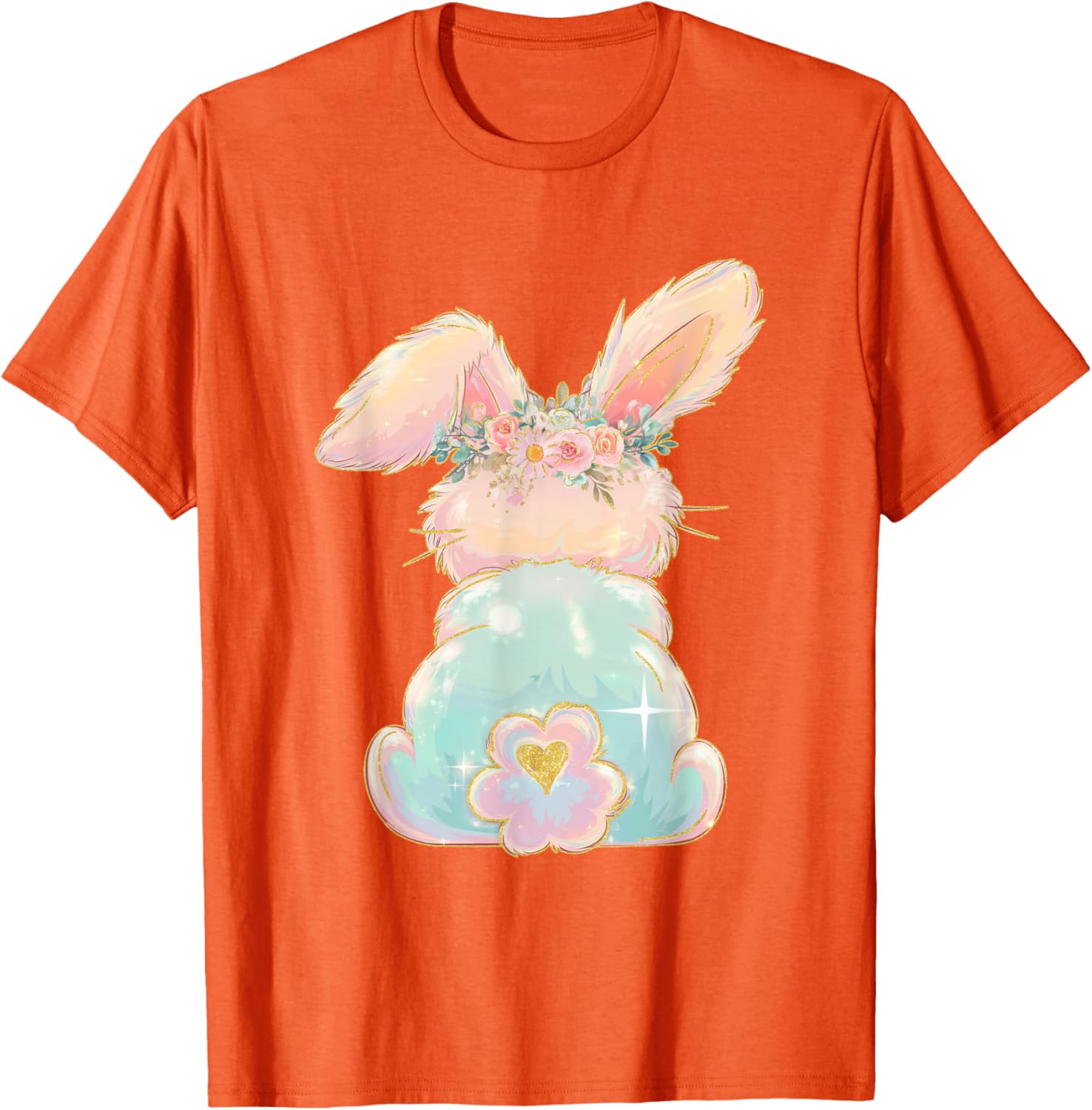 Cute Easter Bunny Coquette Bow Brushstroke Easter Girl Kids T-Shirt