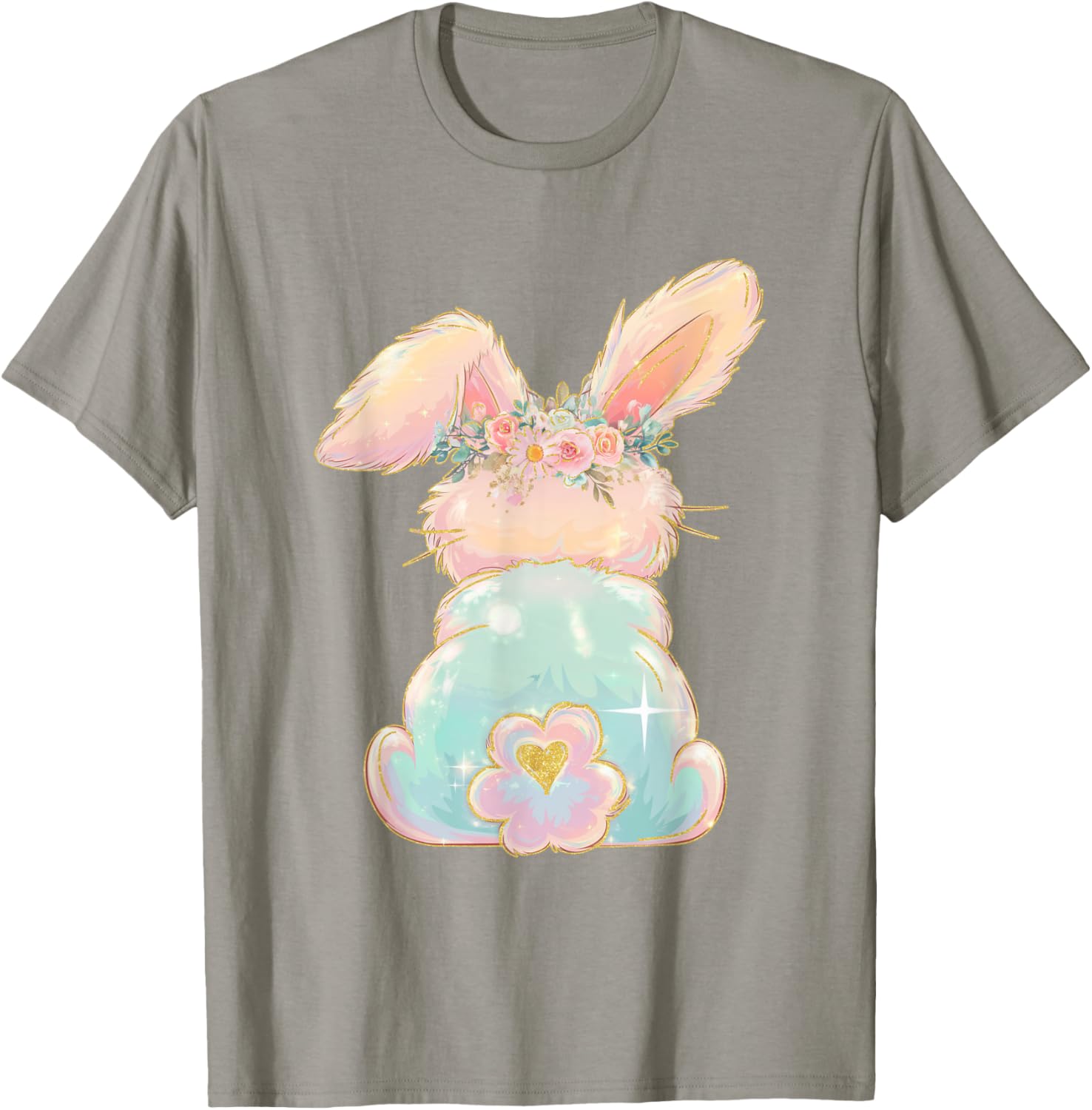 Cute Easter Bunny Coquette Bow Brushstroke Easter Girl Kids T-Shirt