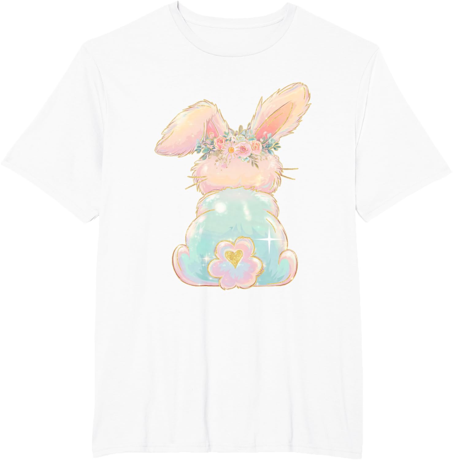 Cute Easter Bunny Coquette Bow Brushstroke Easter Girl Kids T-Shirt