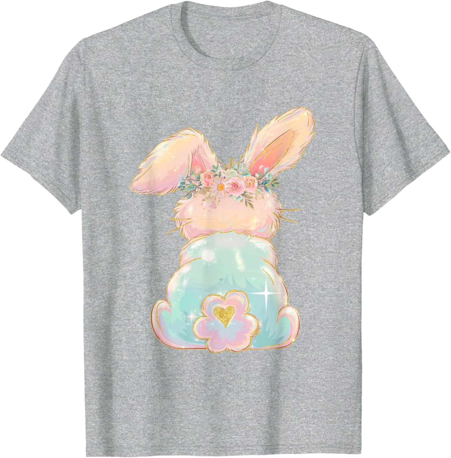 Cute Easter Bunny Coquette Bow Brushstroke Easter Girl Kids T-Shirt