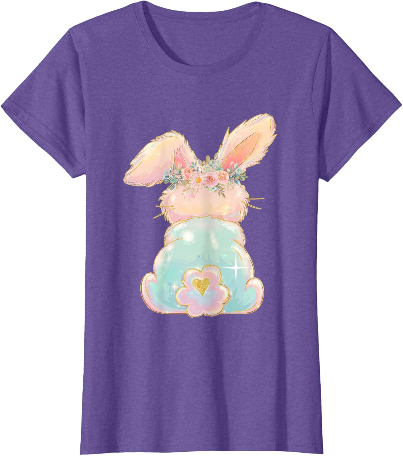 Cute Easter Bunny Coquette Bow Brushstroke Easter Girl Kids T-Shirt