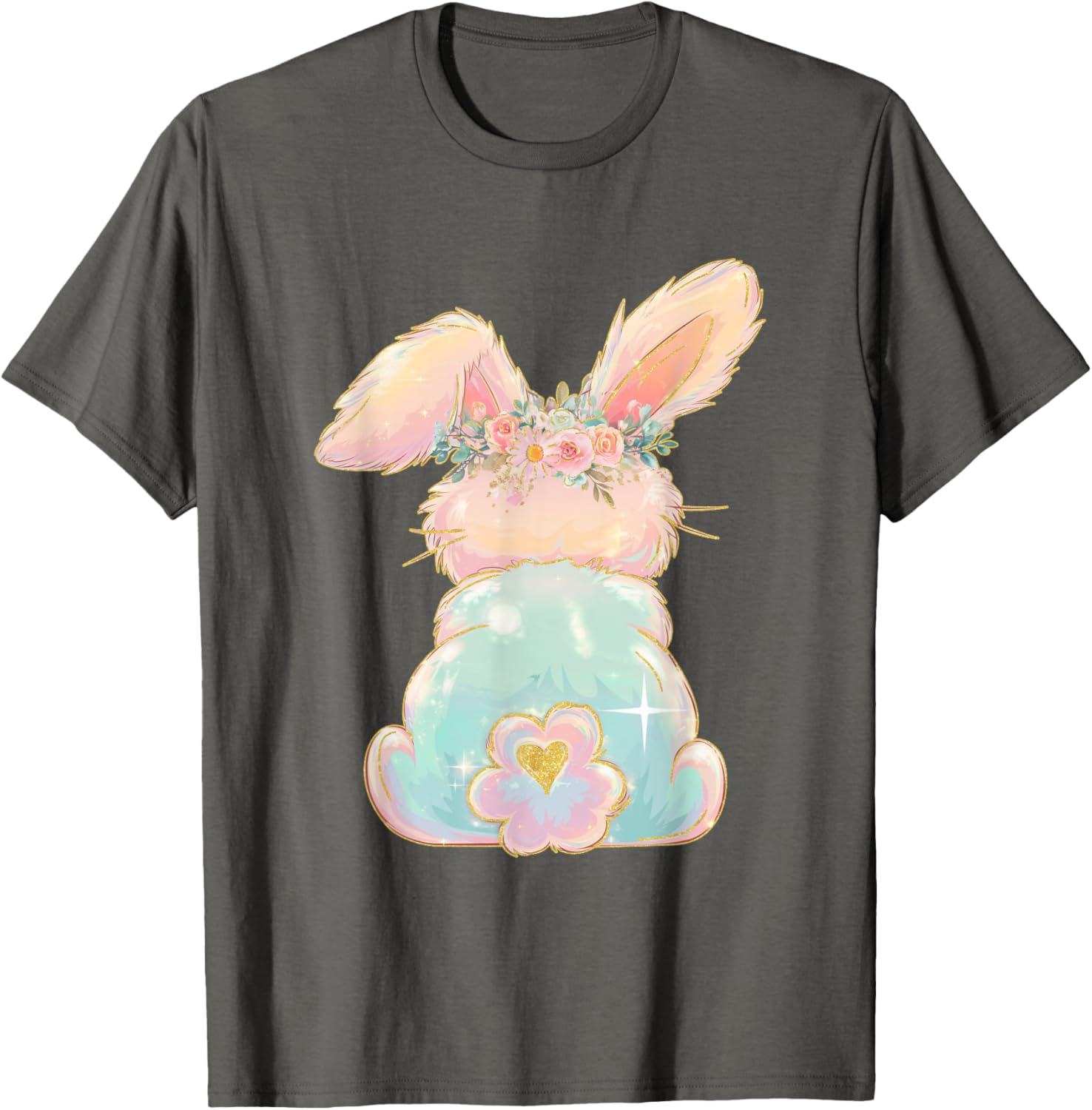 Cute Easter Bunny Coquette Bow Brushstroke Easter Girl Kids T-Shirt