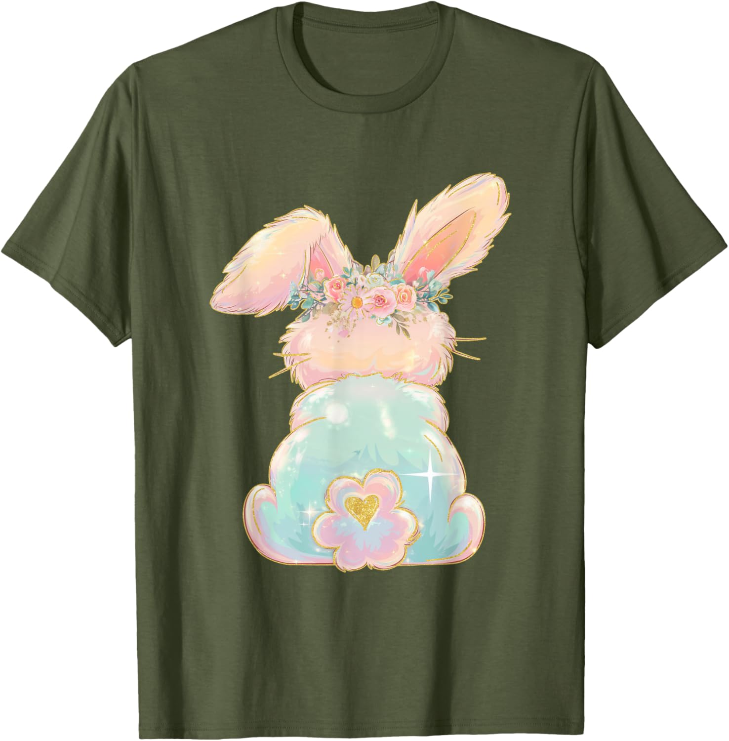 Cute Easter Bunny Coquette Bow Brushstroke Easter Girl Kids T-Shirt