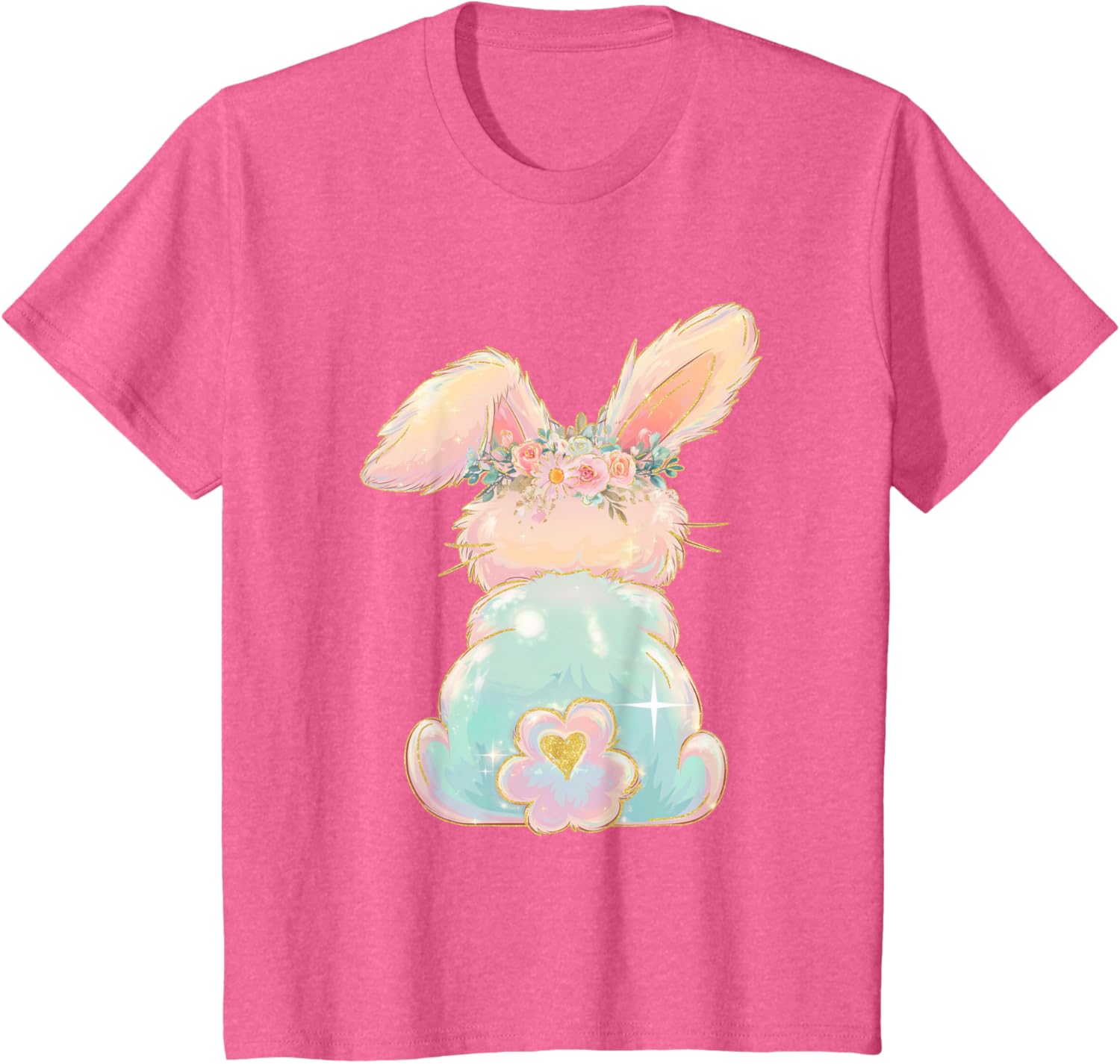 Cute Easter Bunny Coquette Bow Brushstroke Easter Girl Kids T-Shirt