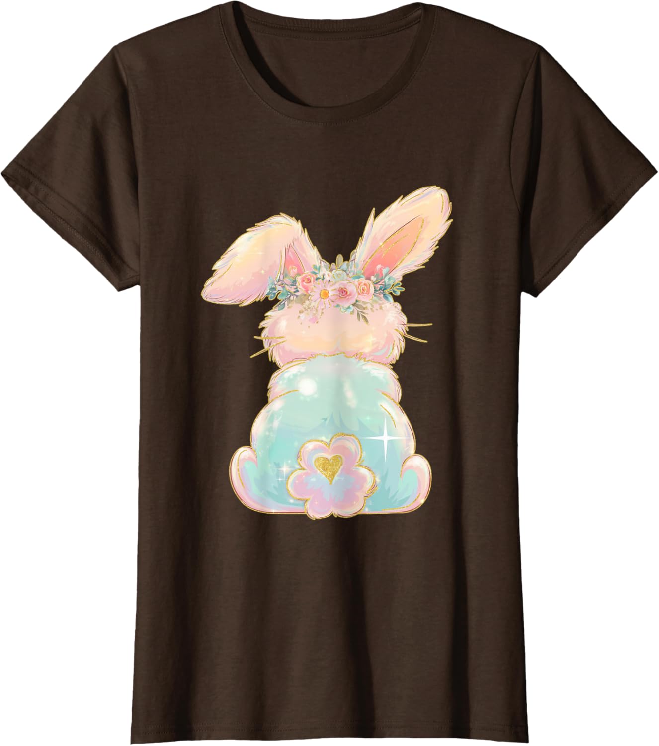 Cute Easter Bunny Coquette Bow Brushstroke Easter Girl Kids T-Shirt