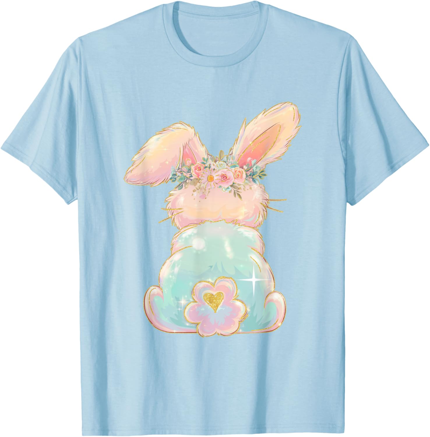 Cute Easter Bunny Coquette Bow Brushstroke Easter Girl Kids T-Shirt