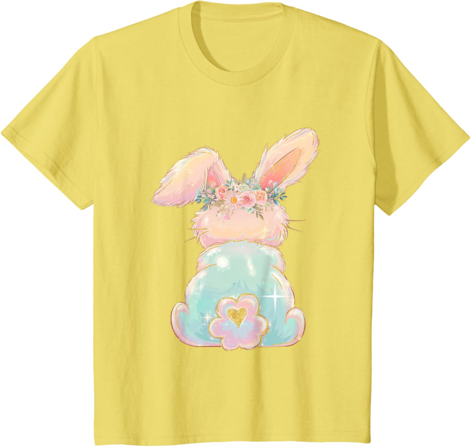 Cute Easter Bunny Coquette Bow Brushstroke Easter Girl Kids T-Shirt