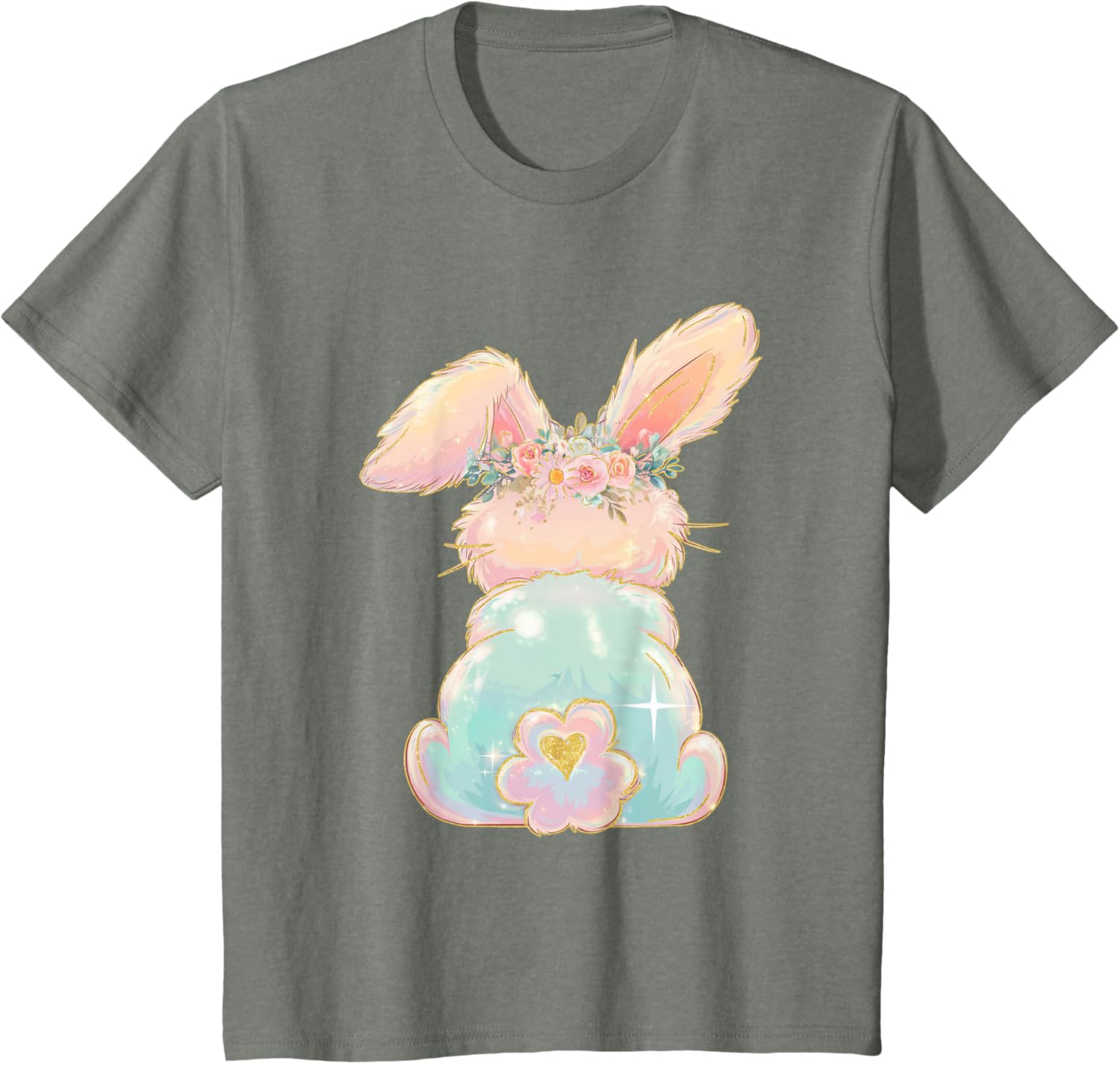 Cute Easter Bunny Coquette Bow Brushstroke Easter Girl Kids T-Shirt