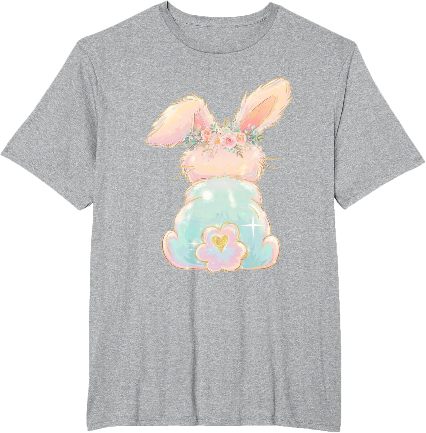 Cute Easter Bunny Coquette Bow Brushstroke Easter Girl Kids T-Shirt