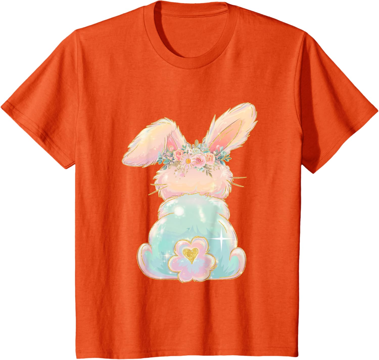 Cute Easter Bunny Coquette Bow Brushstroke Easter Girl Kids T-Shirt