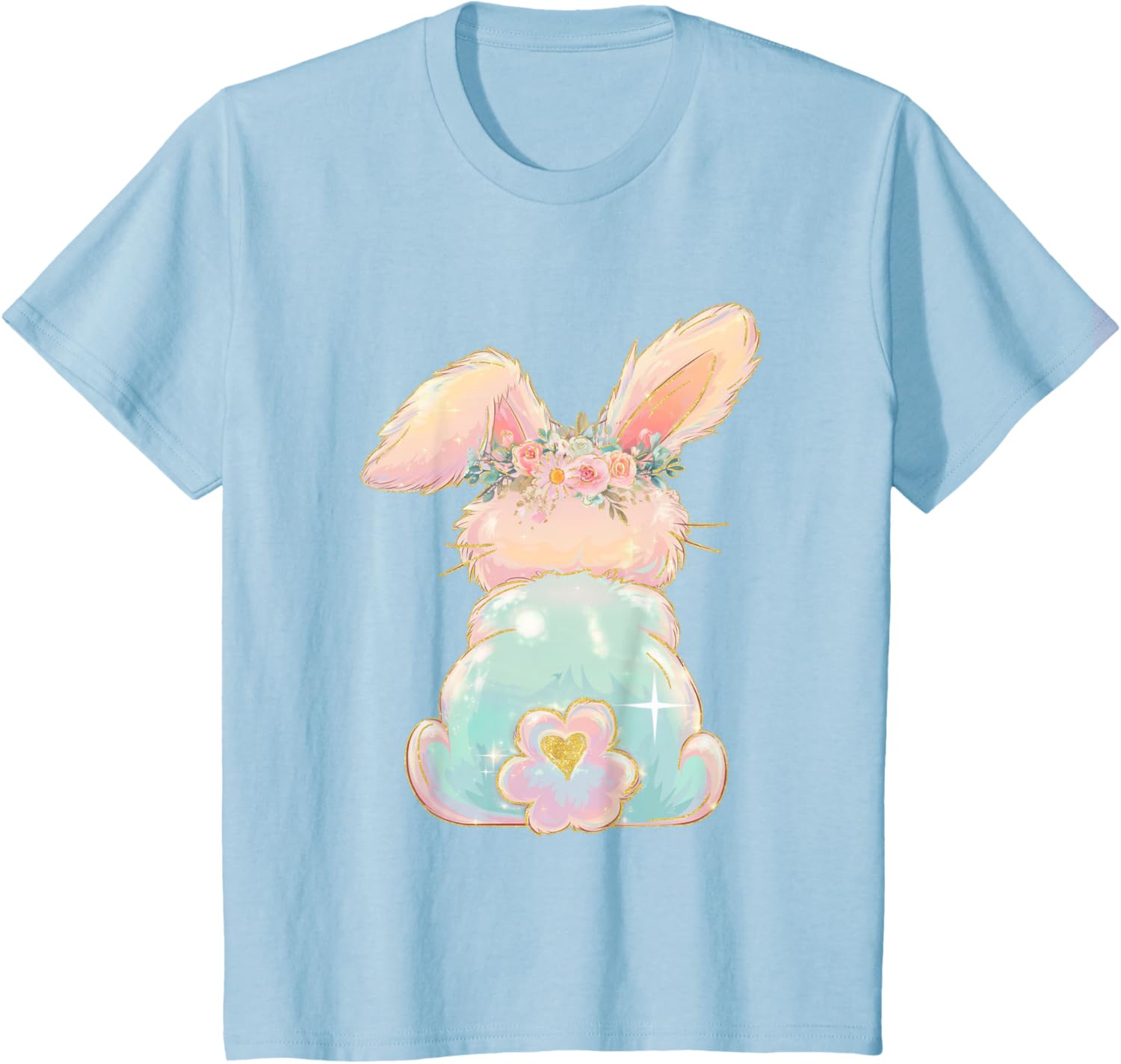 Cute Easter Bunny Coquette Bow Brushstroke Easter Girl Kids T-Shirt