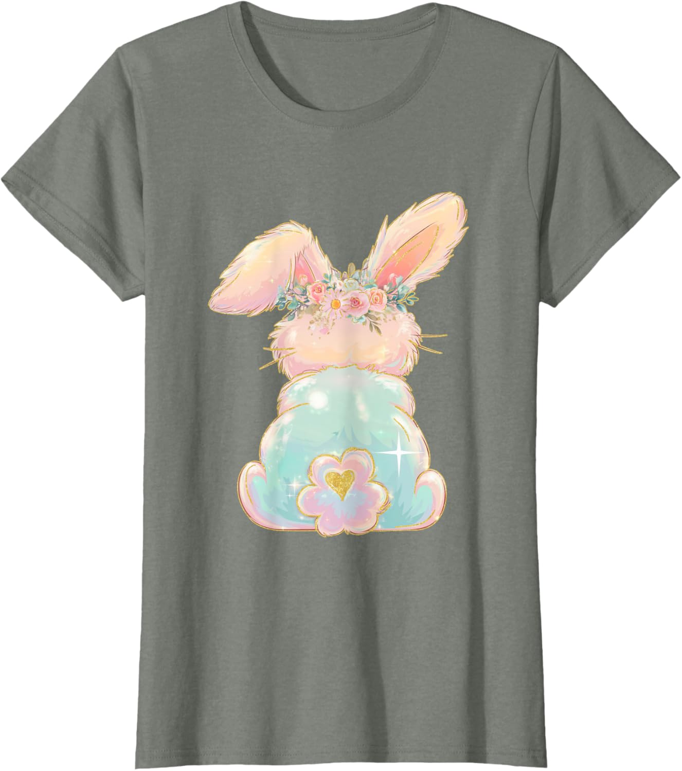 Cute Easter Bunny Coquette Bow Brushstroke Easter Girl Kids T-Shirt