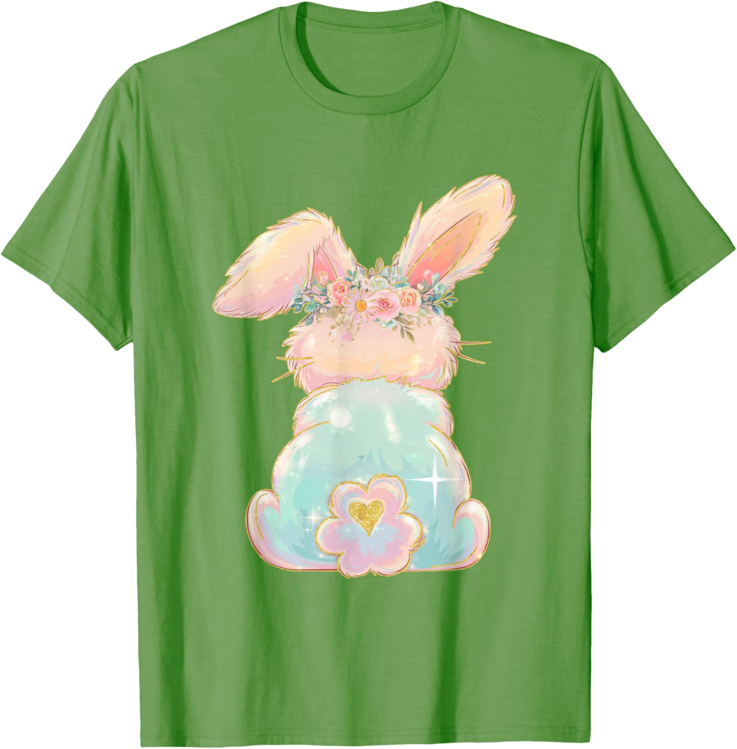 Cute Easter Bunny Coquette Bow Brushstroke Easter Girl Kids T-Shirt