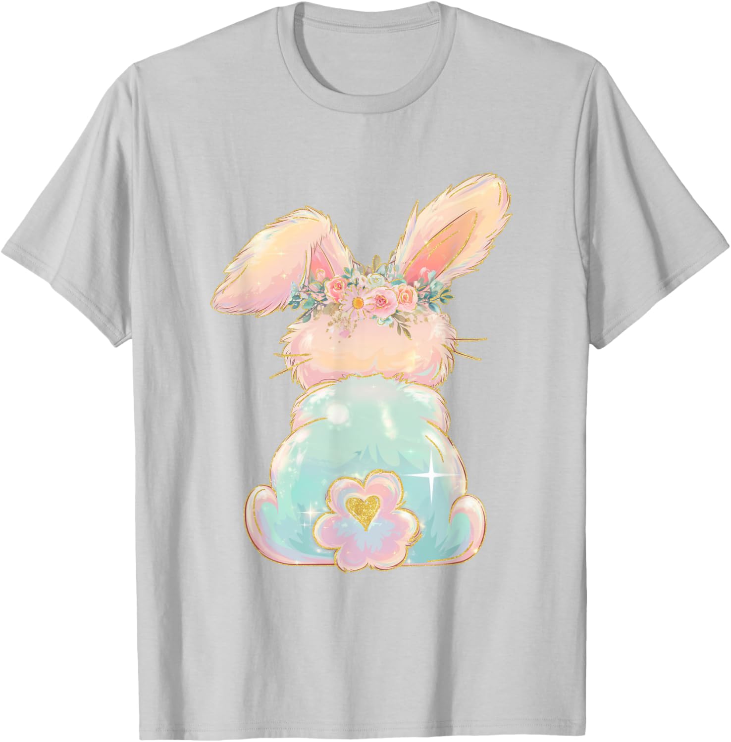 Cute Easter Bunny Coquette Bow Brushstroke Easter Girl Kids T-Shirt