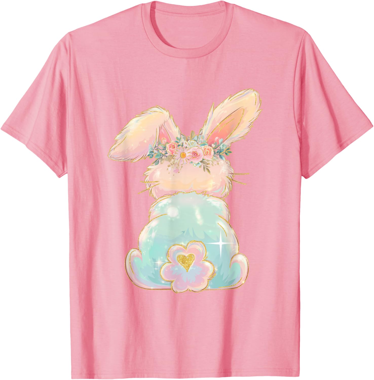 Cute Easter Bunny Coquette Bow Brushstroke Easter Girl Kids T-Shirt